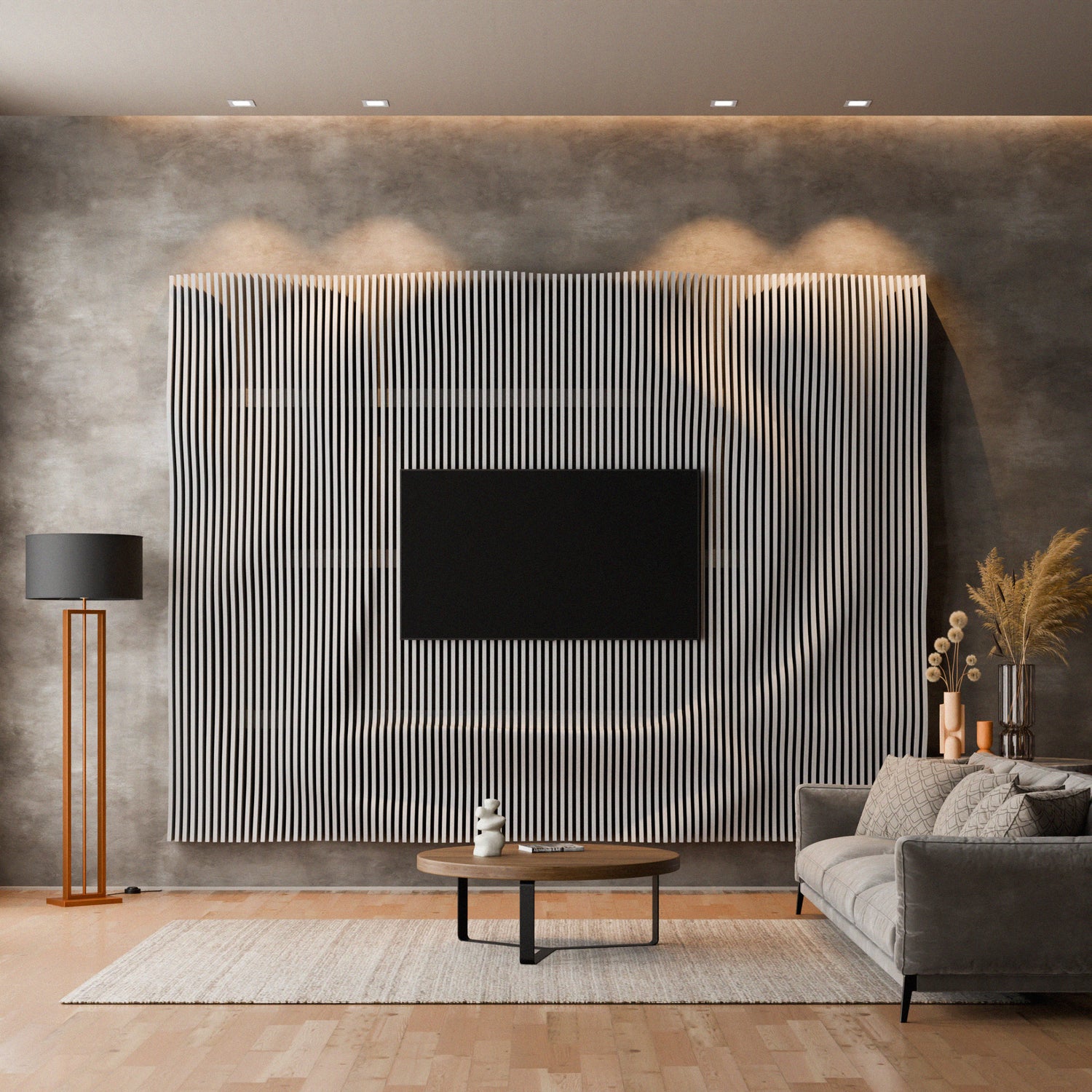 Parametric 3D Wood Wall Art TV Wall