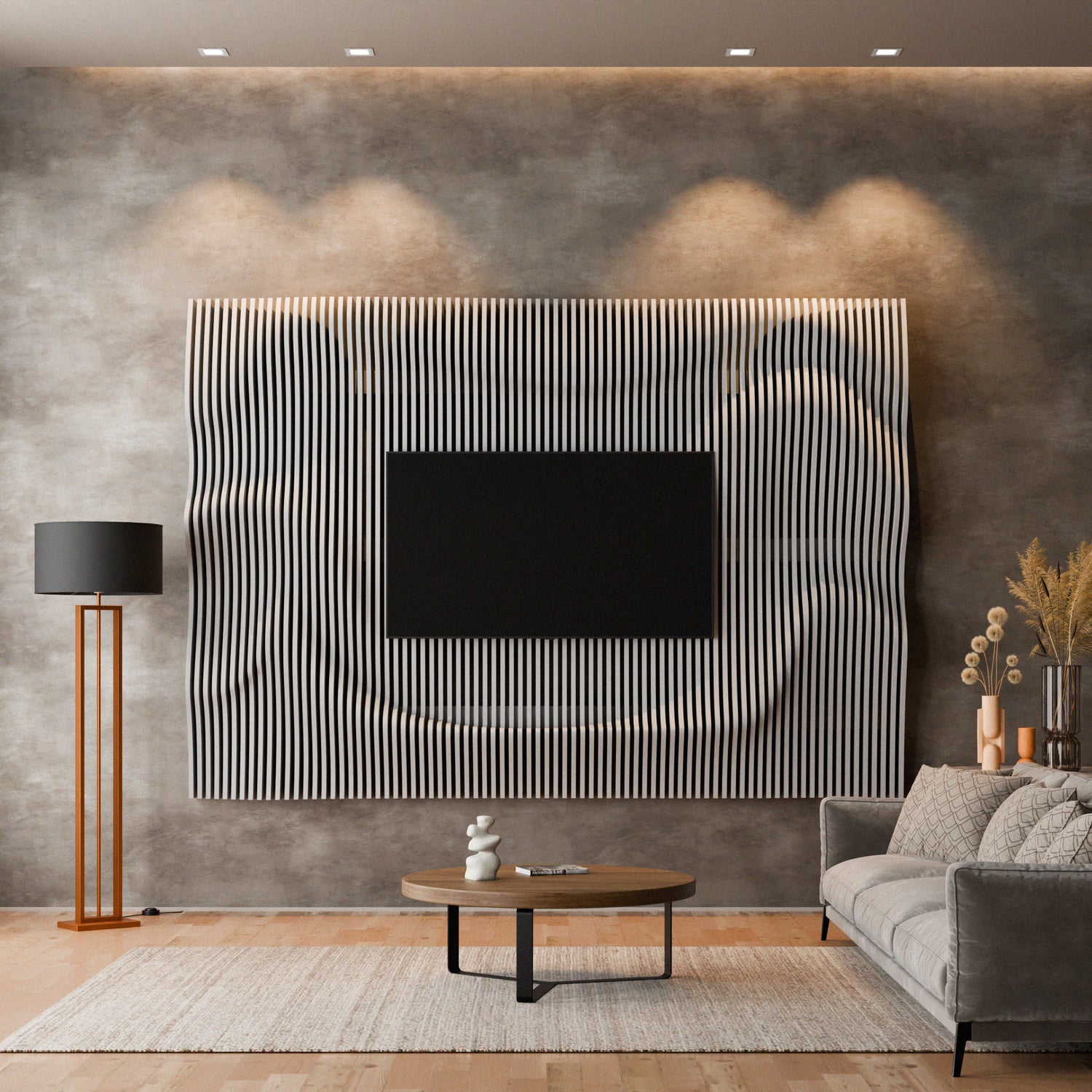Parametric 3D Wood Wall Art TV Wall