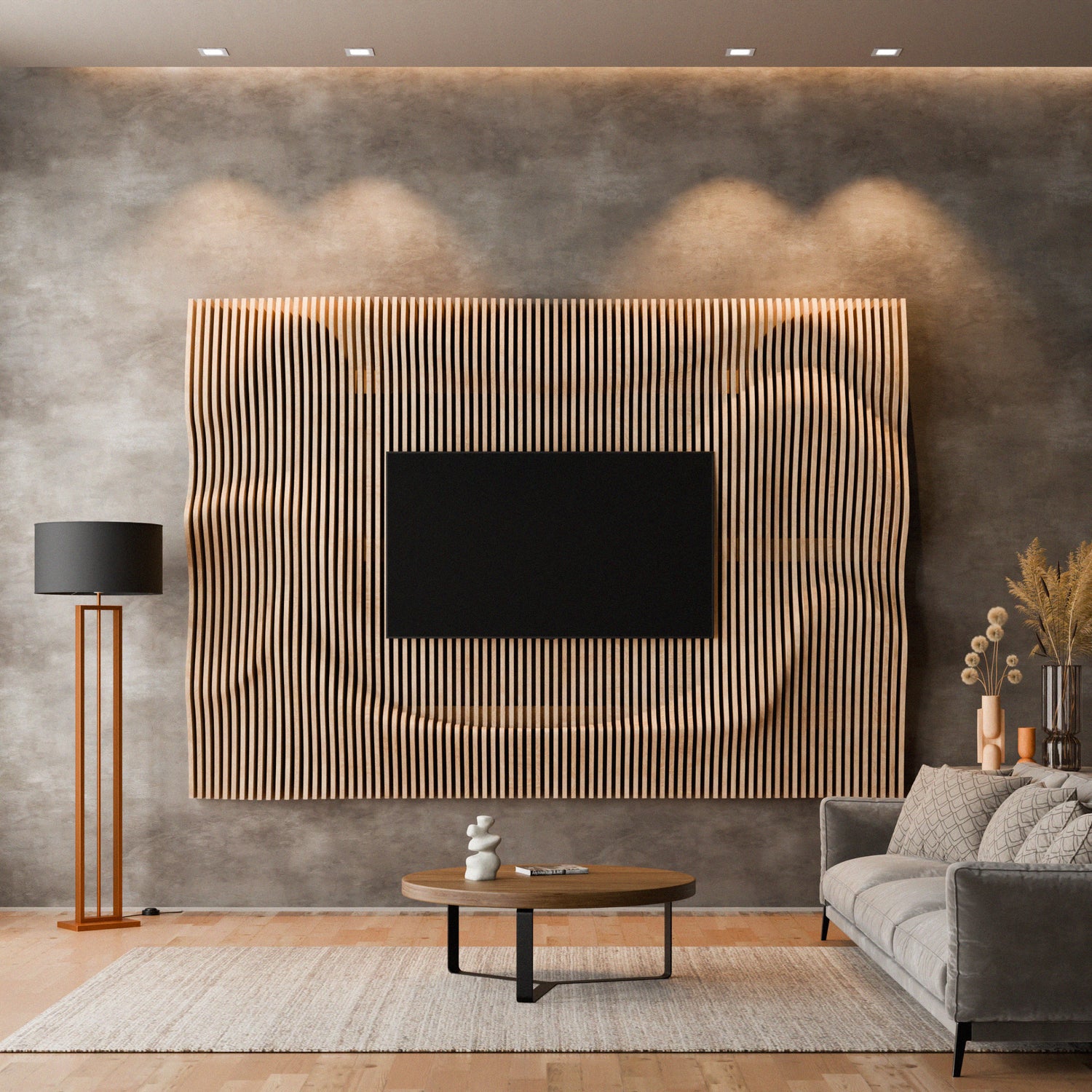 Parametric 3D Wood Wall Art TV Wall
