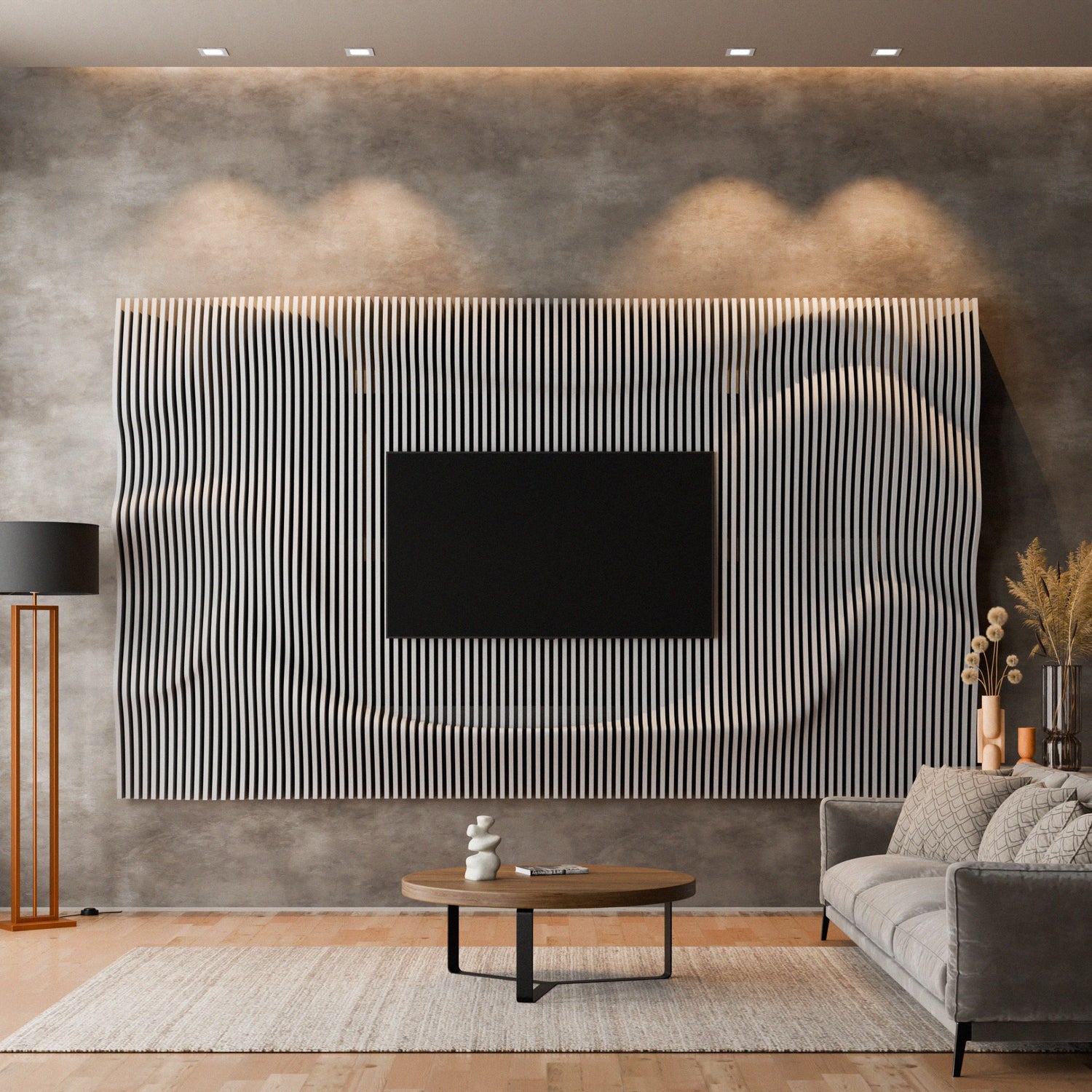 Parametric 3D Wood Wall Art TV Wall