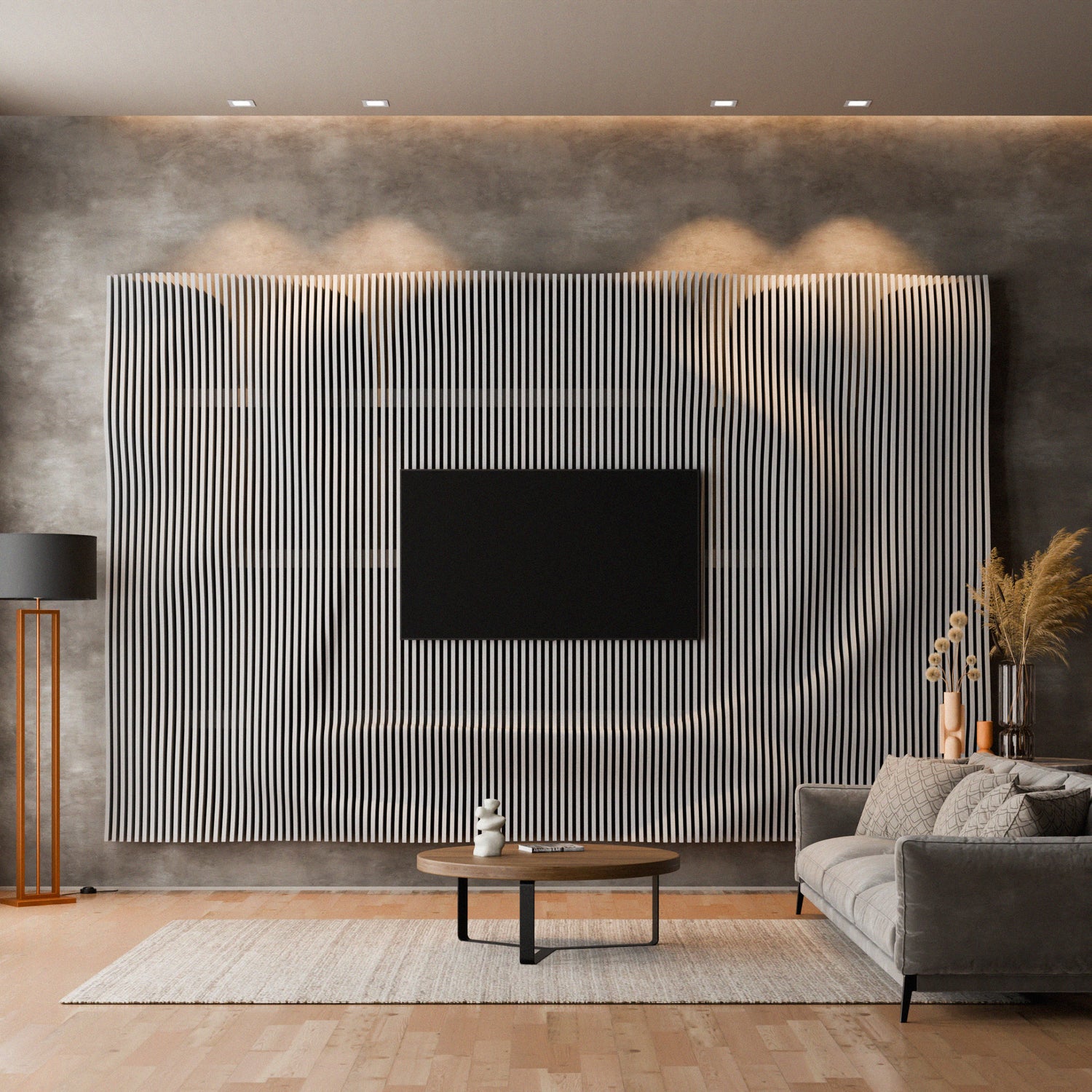 Parametric 3D Wood Wall Art TV Wall