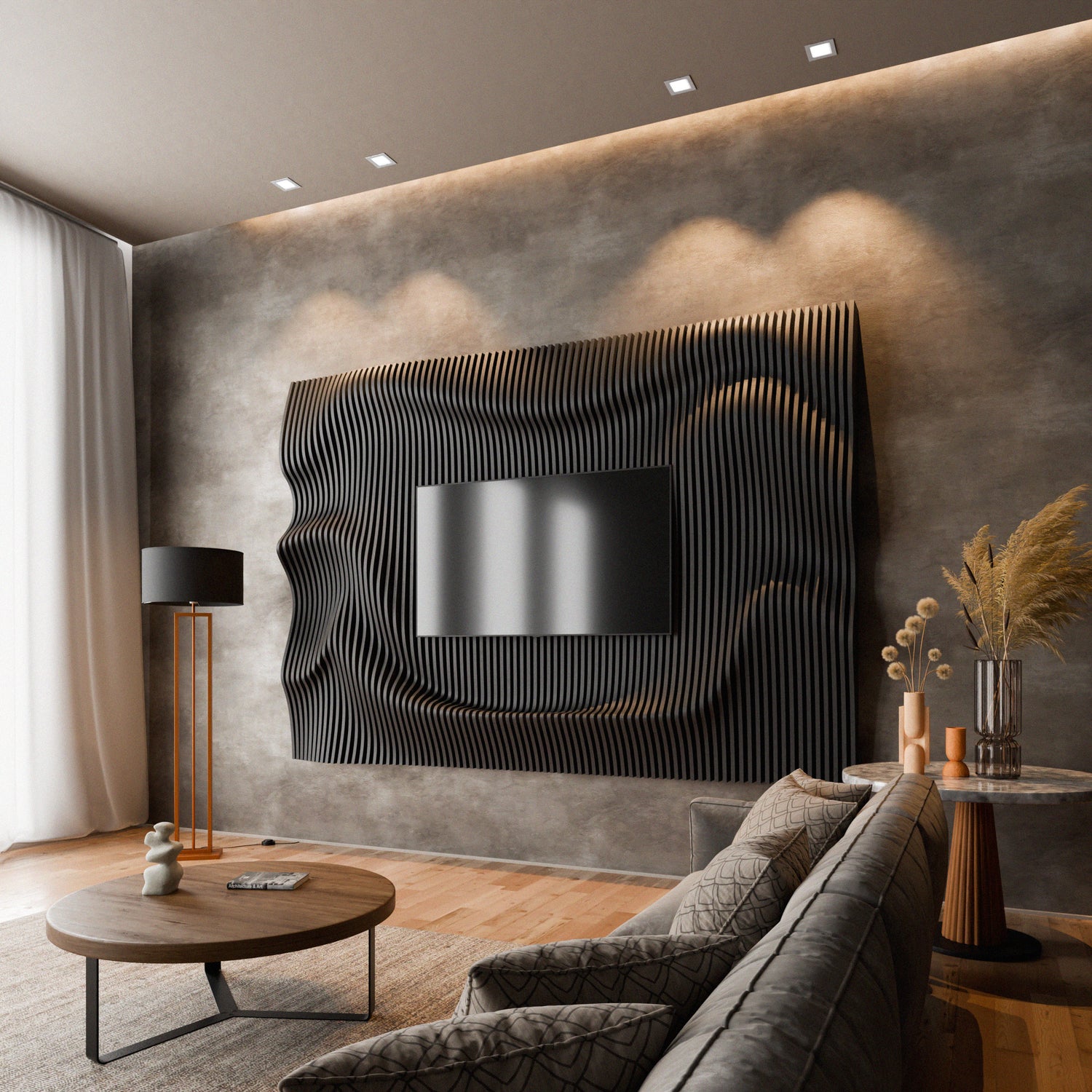 Parametric 3D Wood Wall Art TV Wall