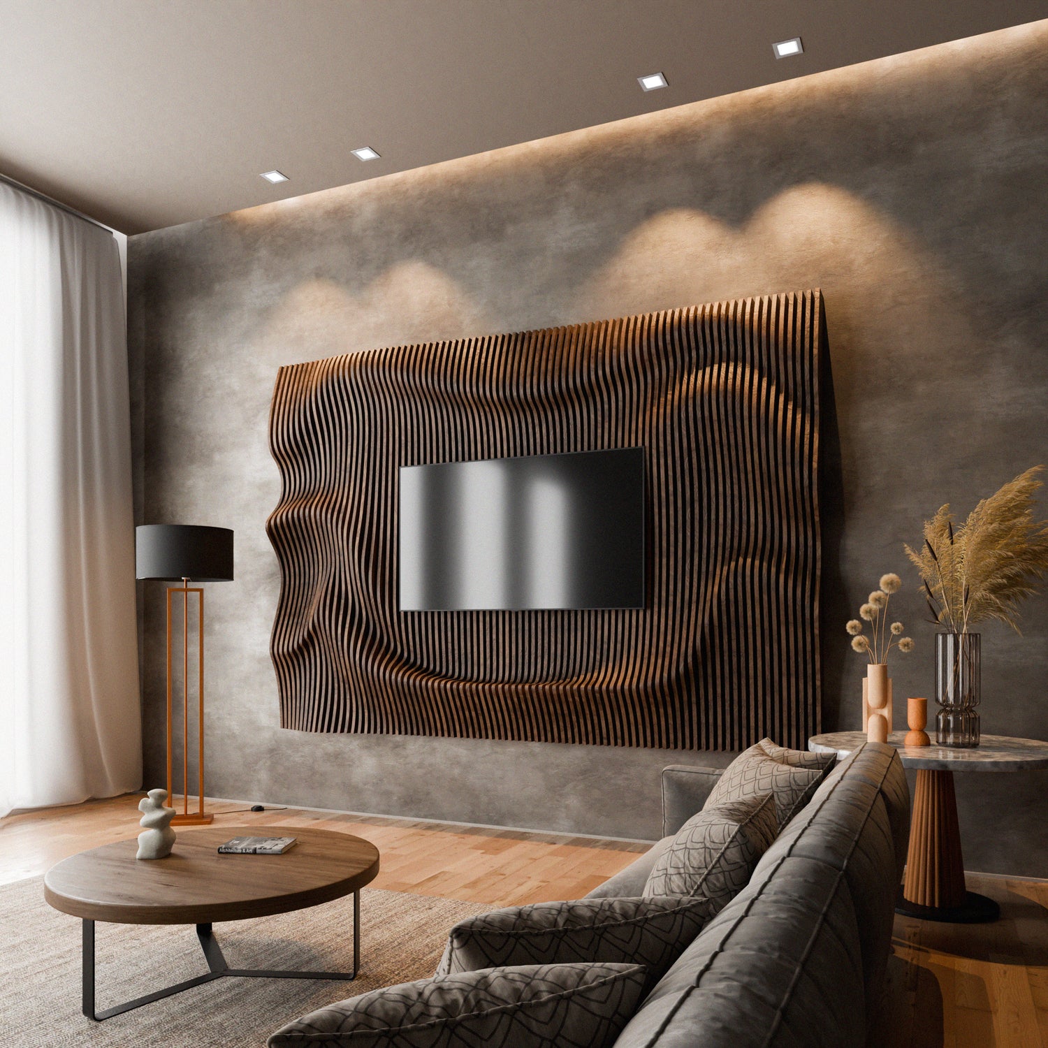 Parametric 3D Wood Wall Art TV Wall