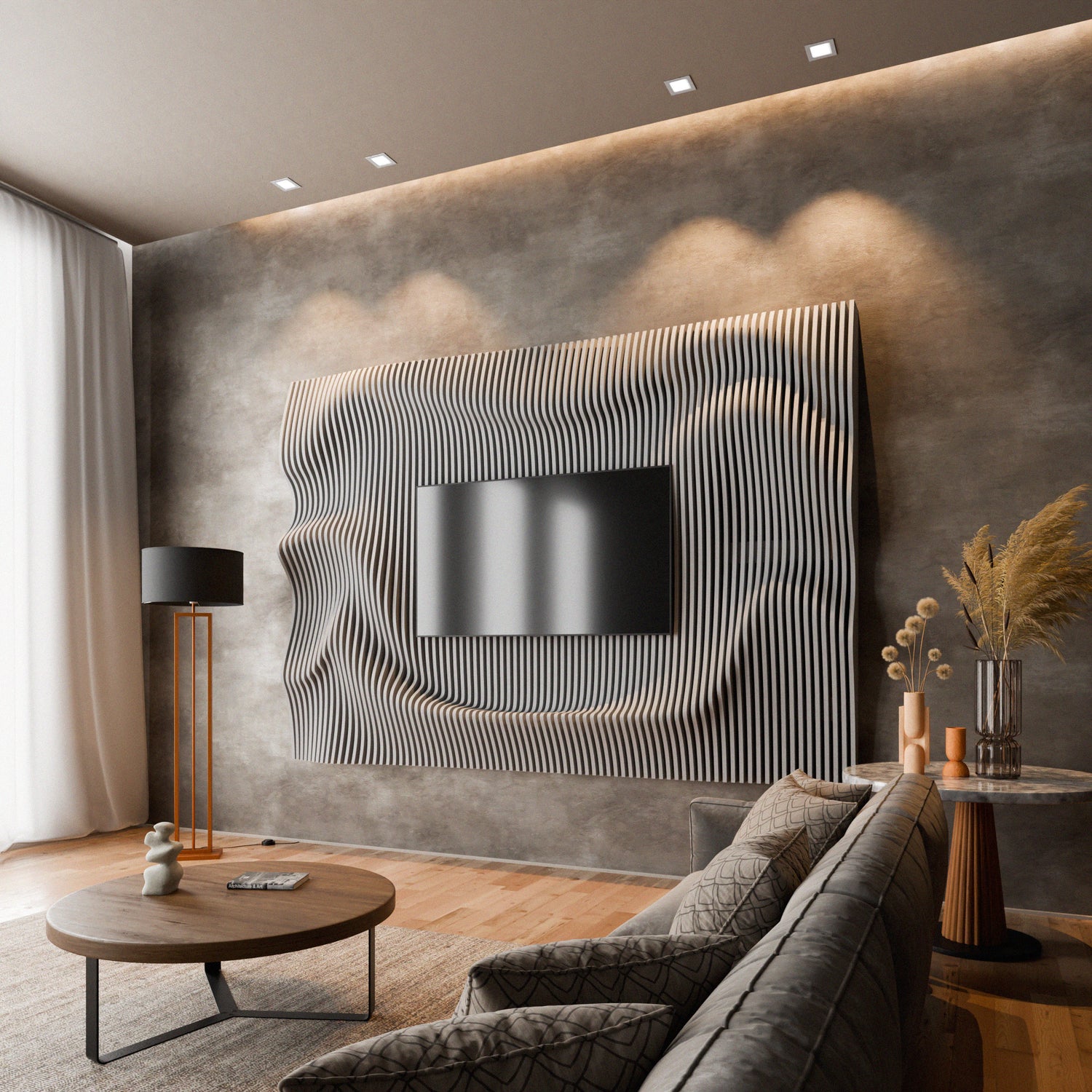 Parametric 3D Wood Wall Art TV Wall