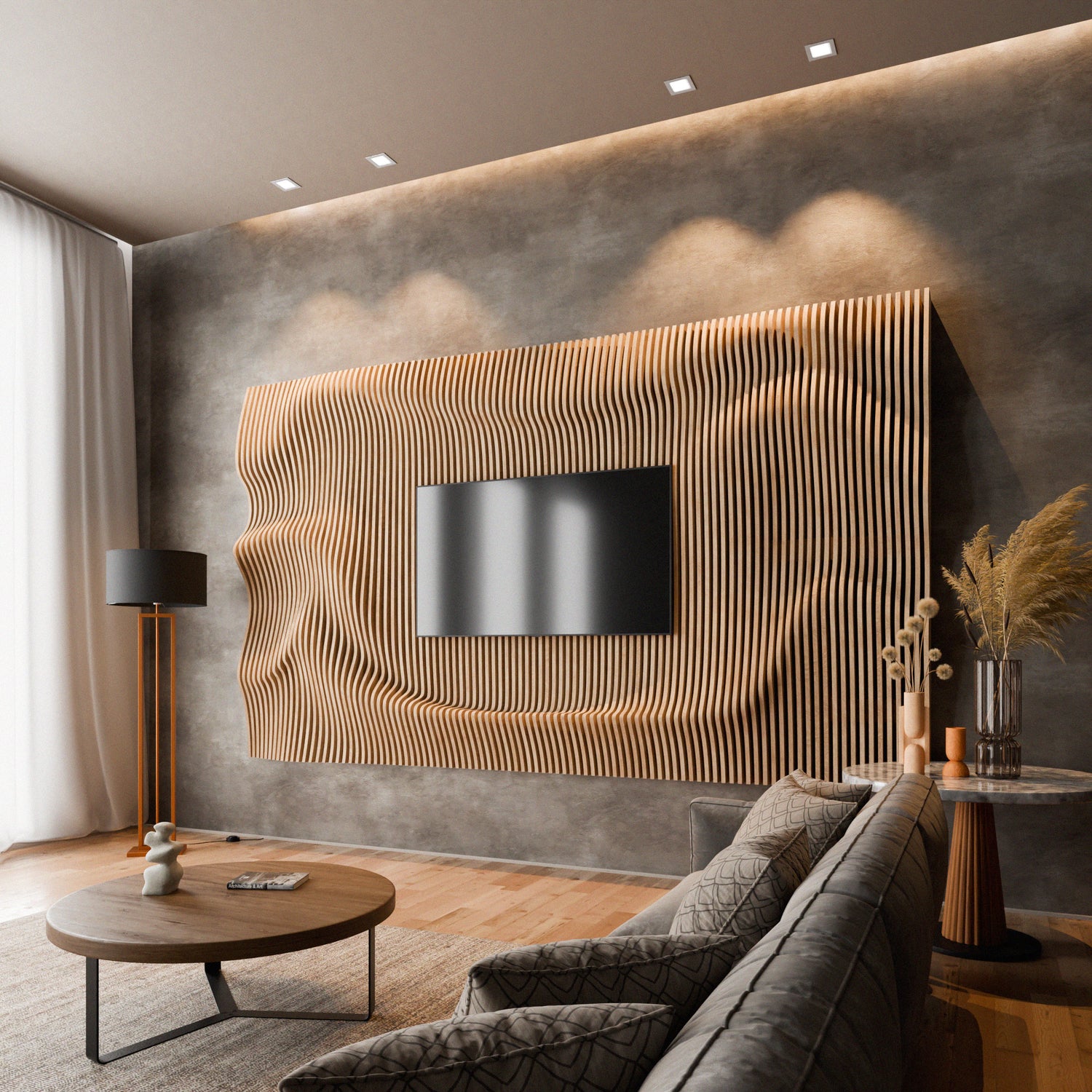 Parametric 3D Wood Wall Art TV Wall