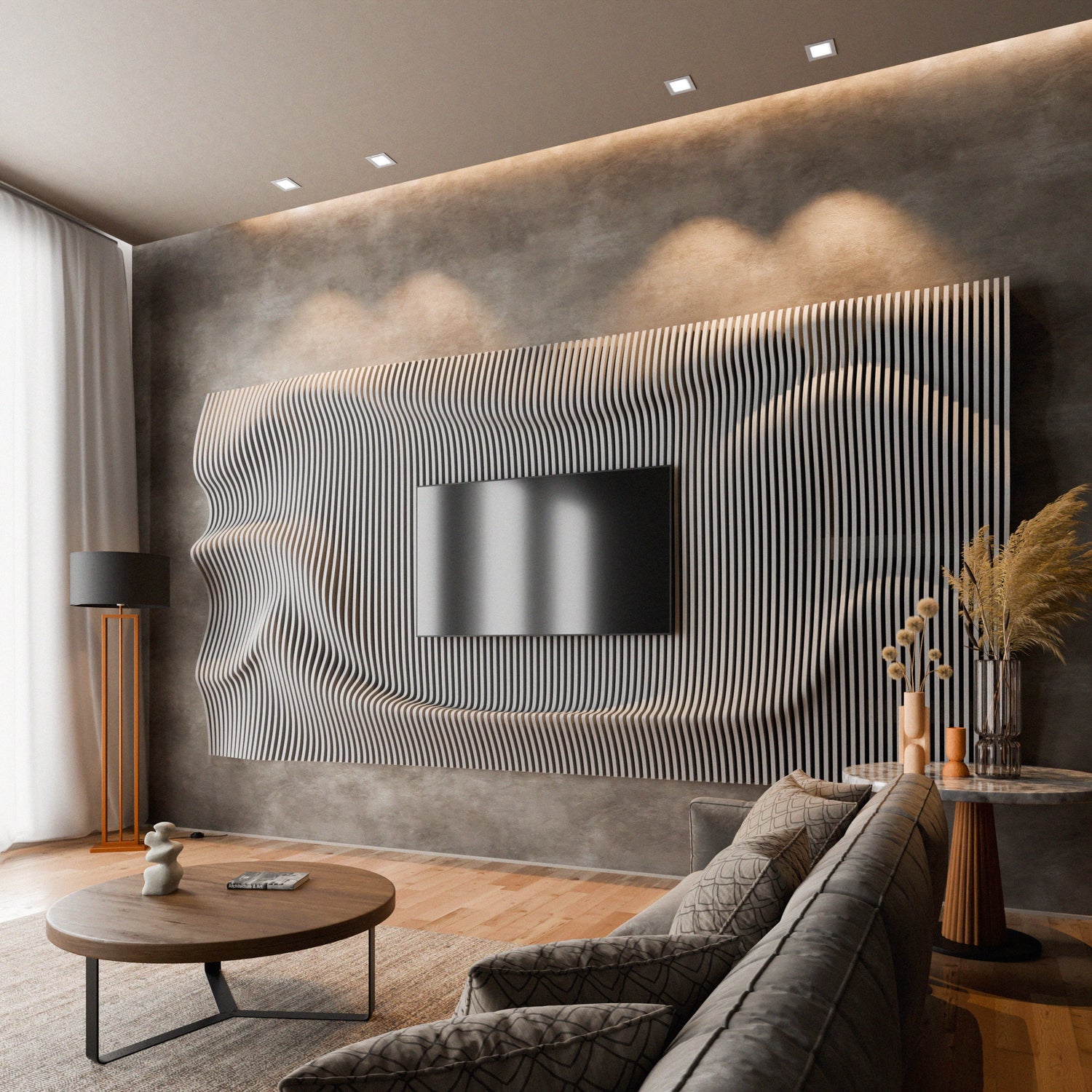 Parametric 3D Wood Wall Art TV Wall