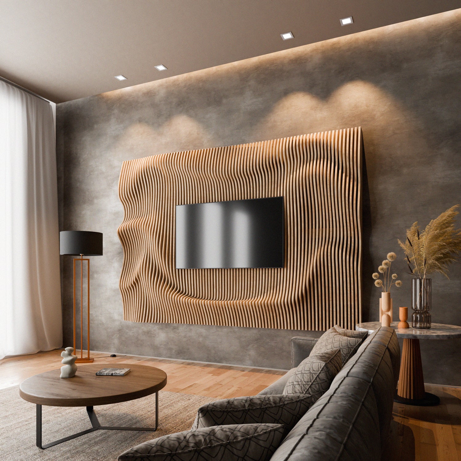 Parametric 3D Wood Wall Art TV Wall