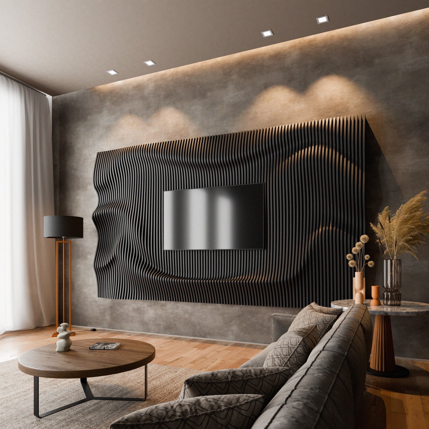 Parametric 3D Wood Wall Art TV Wall