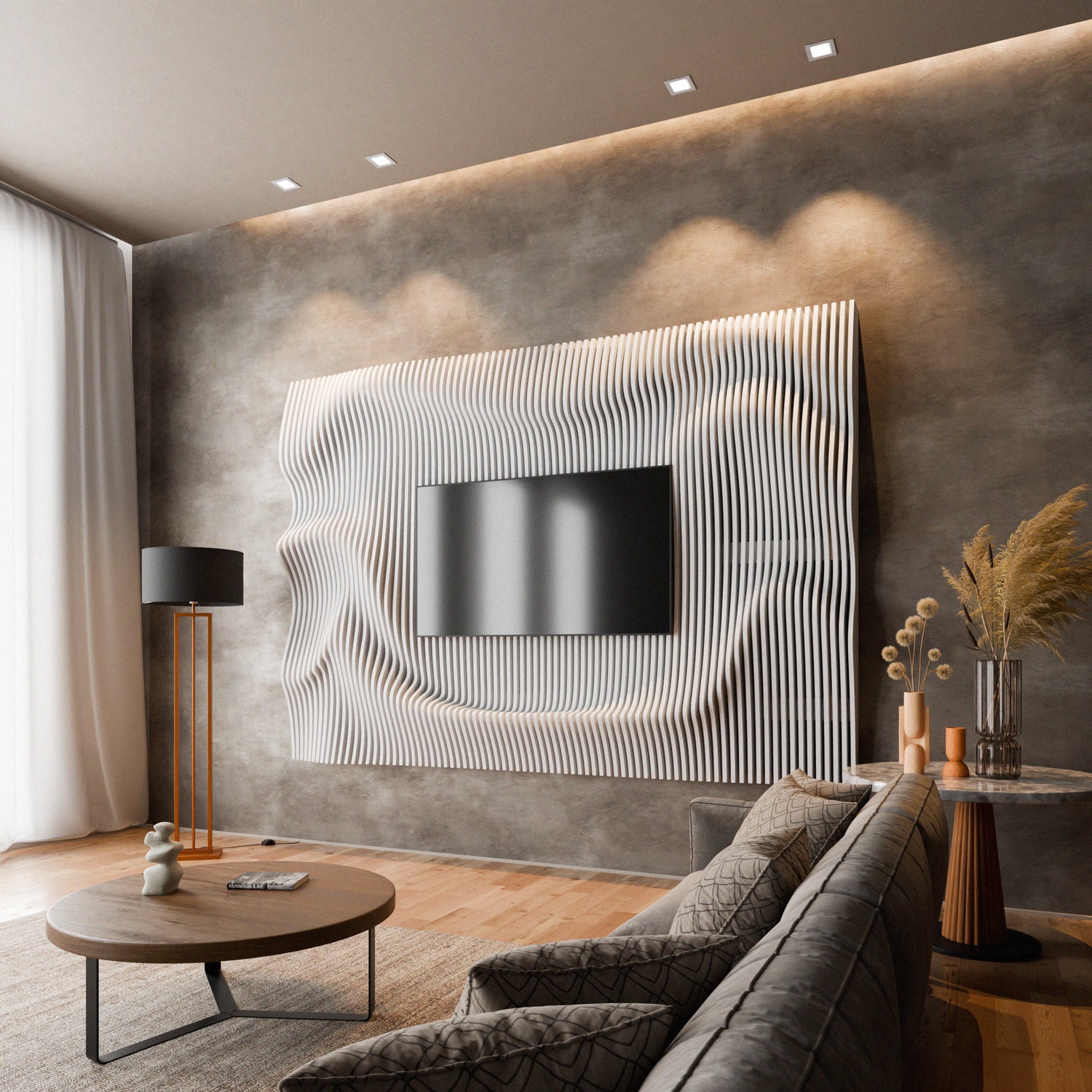 Parametric 3D Wood Wall Art TV Wall