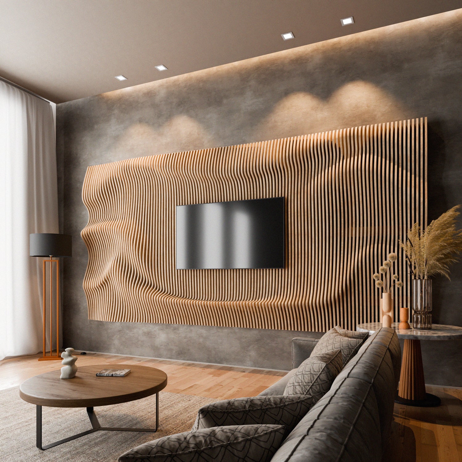 Parametric 3D Wood Wall Art TV Wall