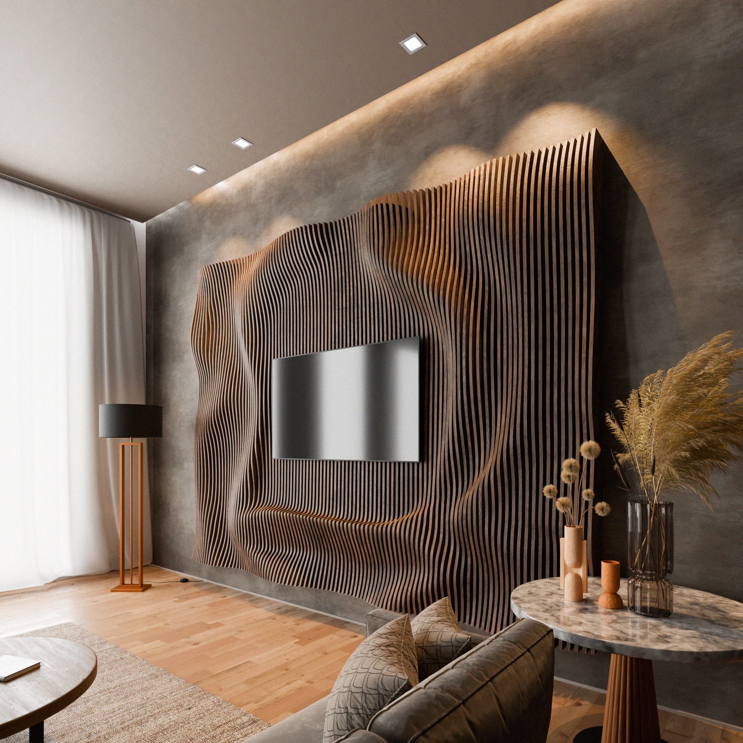 Parametric 3D Wood Wall Art TV Wall