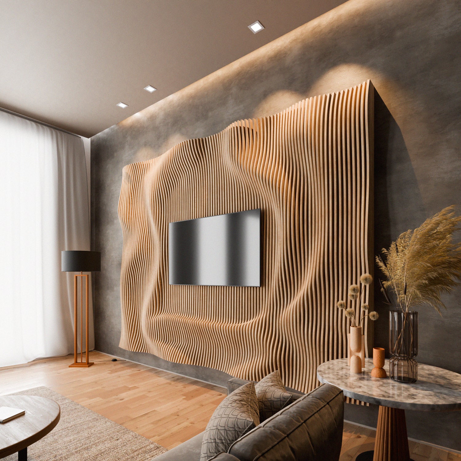 Parametric 3D Wood Wall Art TV Wall