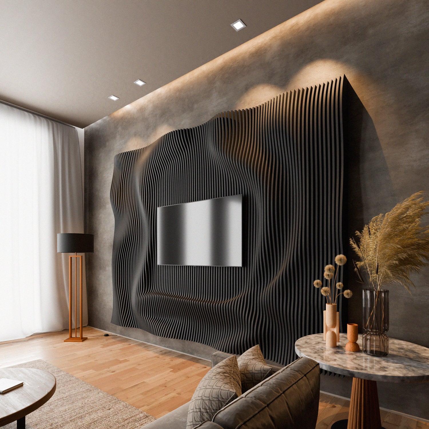 Parametric 3D Wood Wall Art TV Wall
