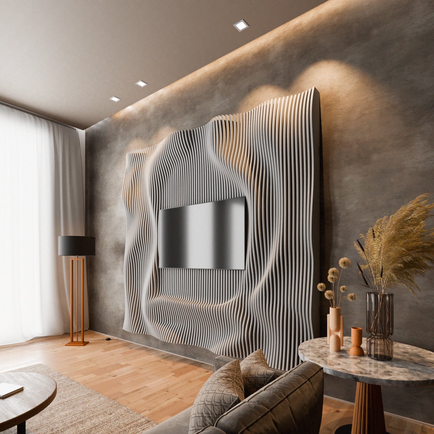 Parametric 3D Wood Wall Art TV Wall