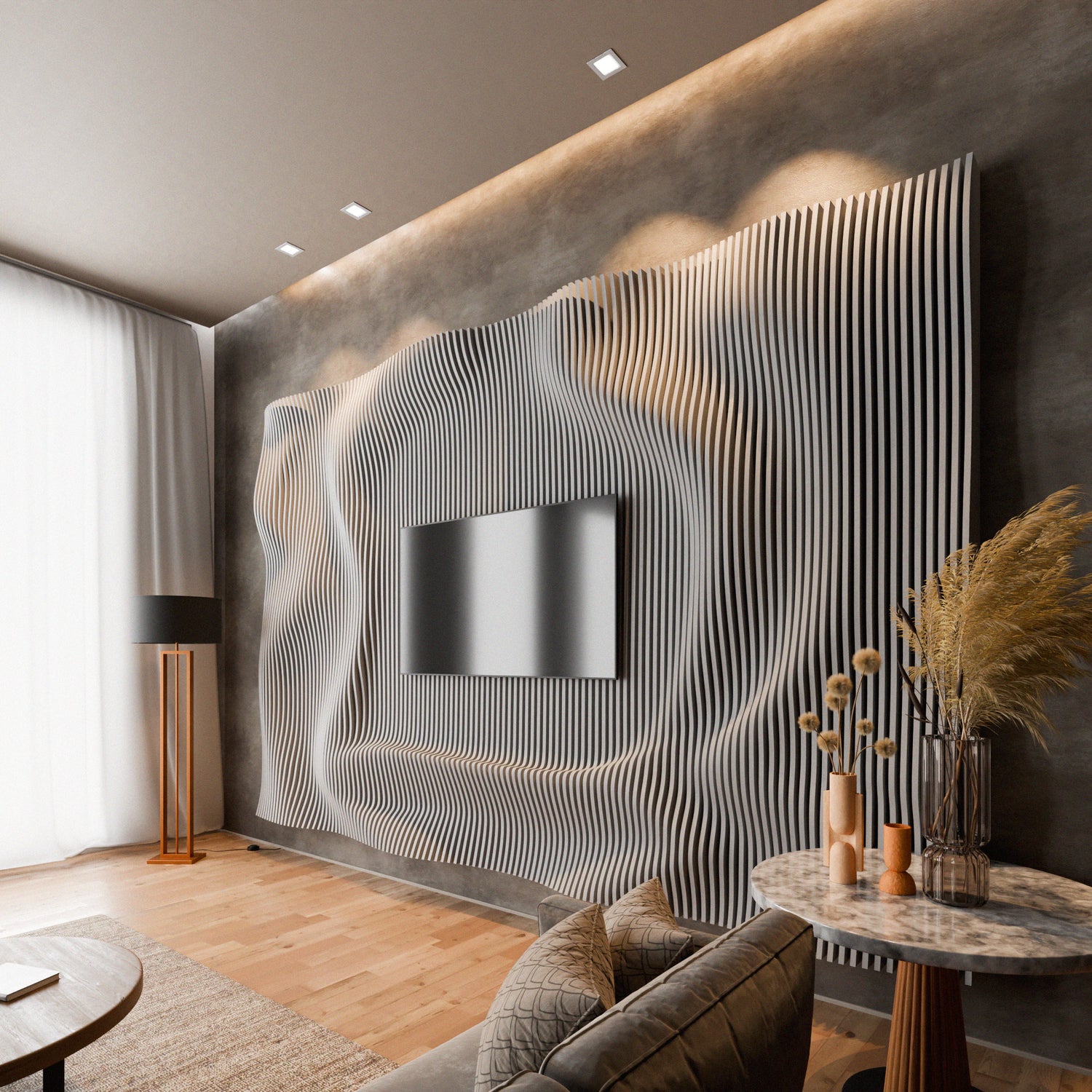 Parametric 3D Wood Wall Art TV Wall