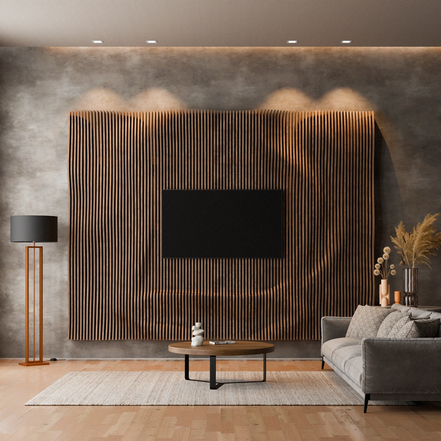 Parametric 3D Wood Wall Art TV Wall  