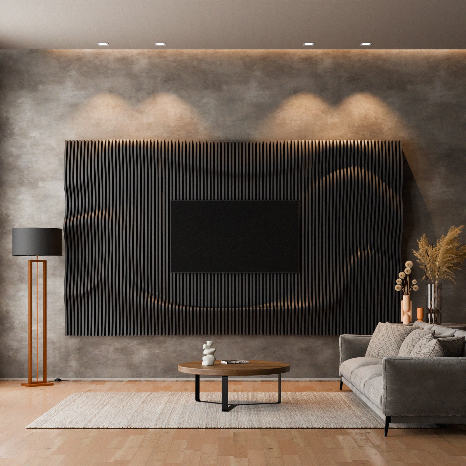 Parametric 3D Wood Wall Art TV Wall 