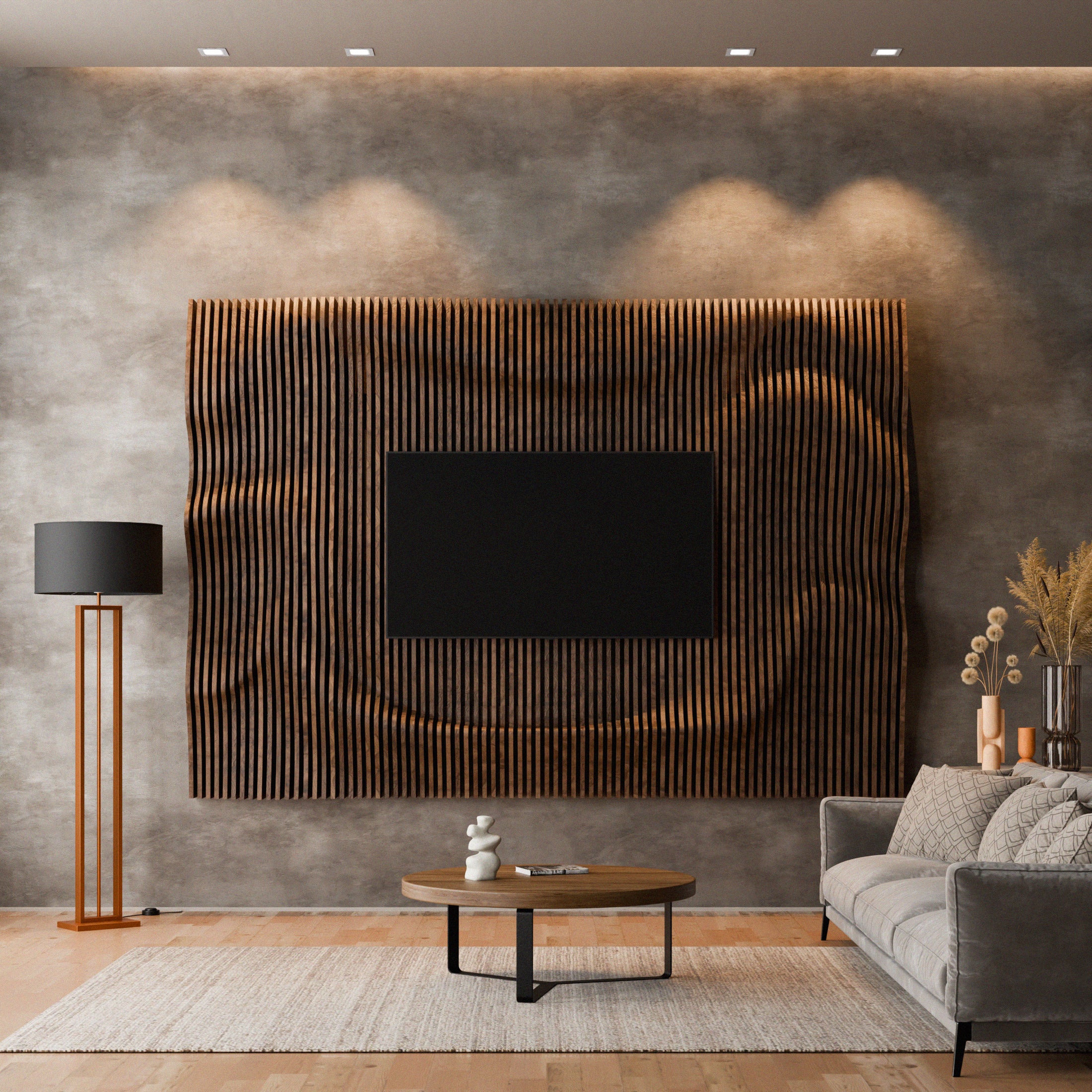 Parametric 3D Wood Wall Art TV Wall Sonic Wave Paranova Studios
