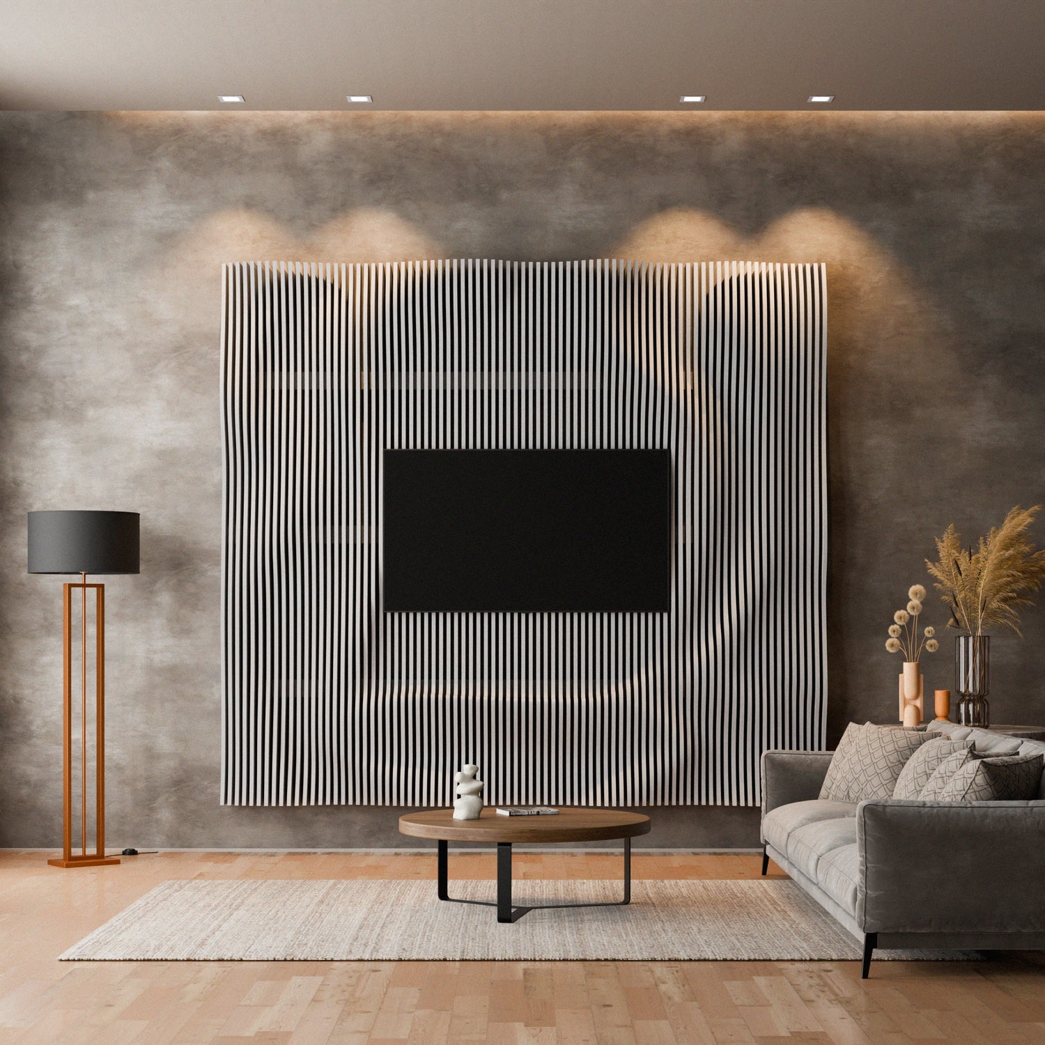 Parametric 3D Wood Wall Art TV Wall  