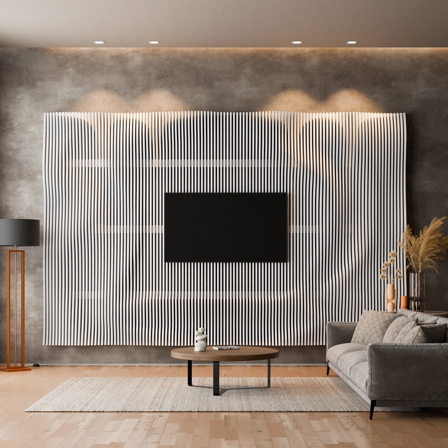 Parametric 3D Wood Wall Art TV Wall  