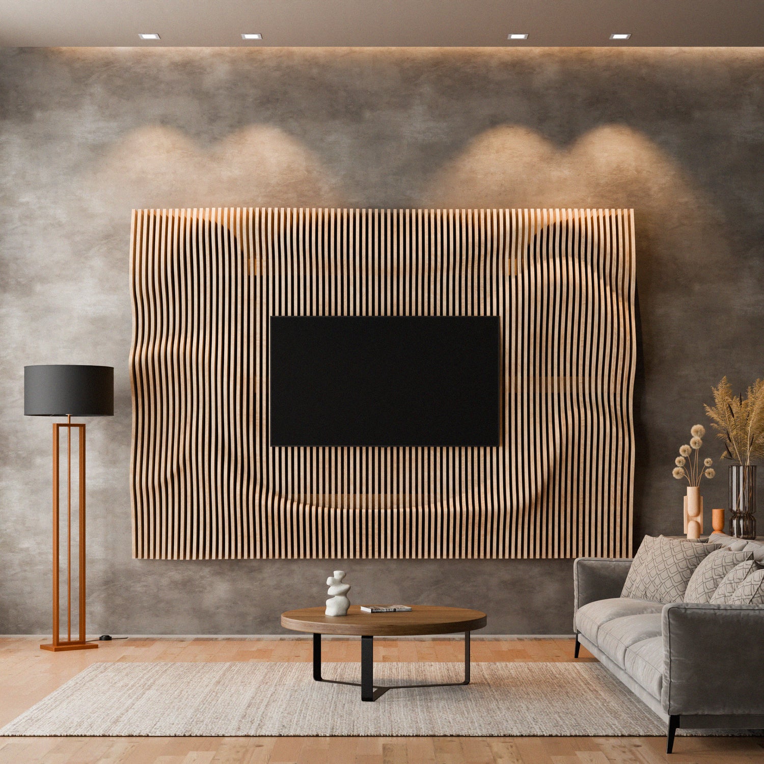 Parametric 3D Wood Wall Art TV Wall 