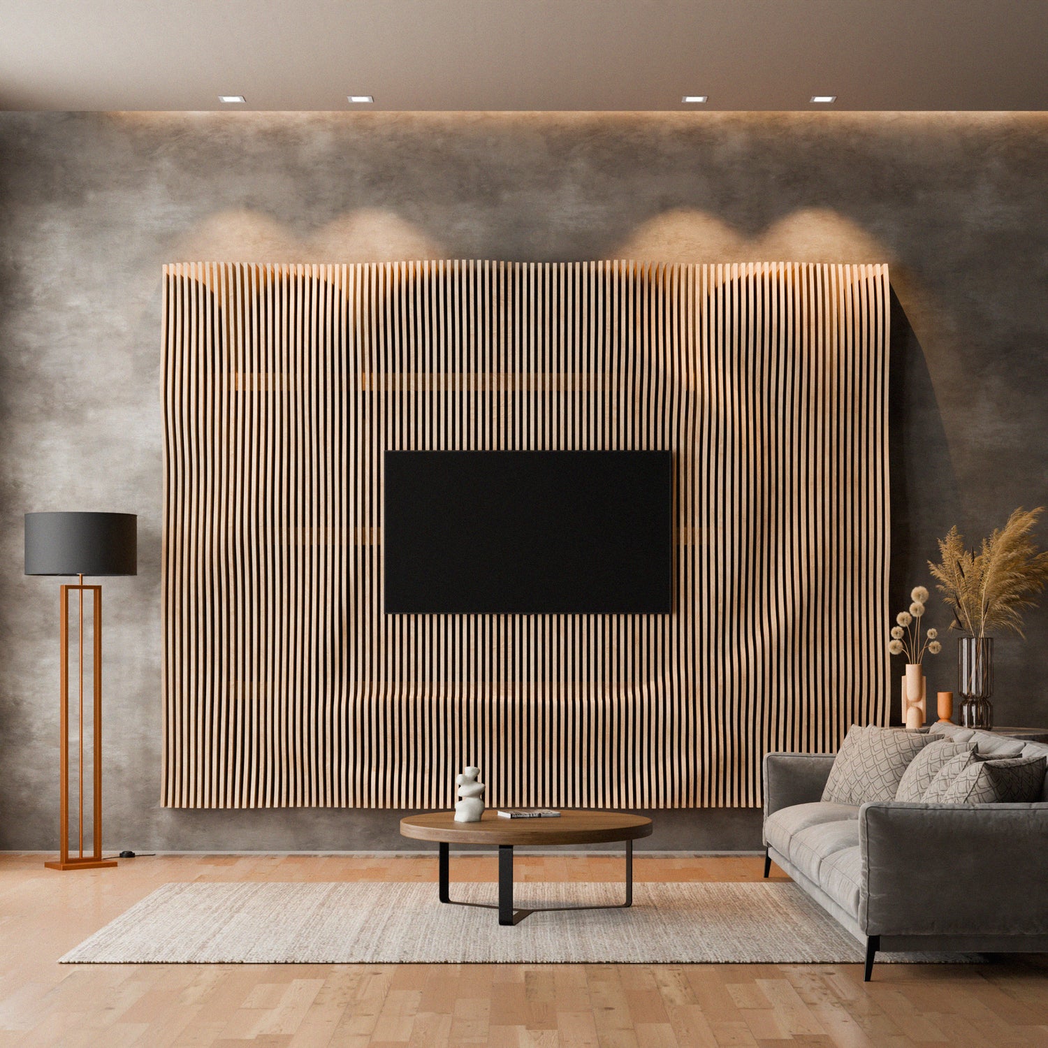 Parametric 3D Wood Wall Art TV Wall  