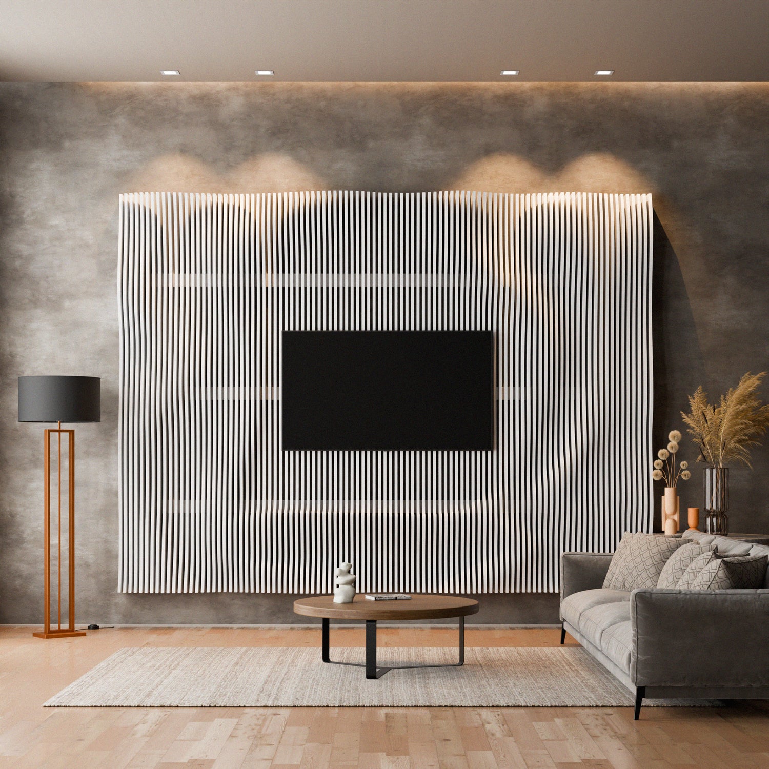 Parametric 3D Wood Wall Art TV Wall  