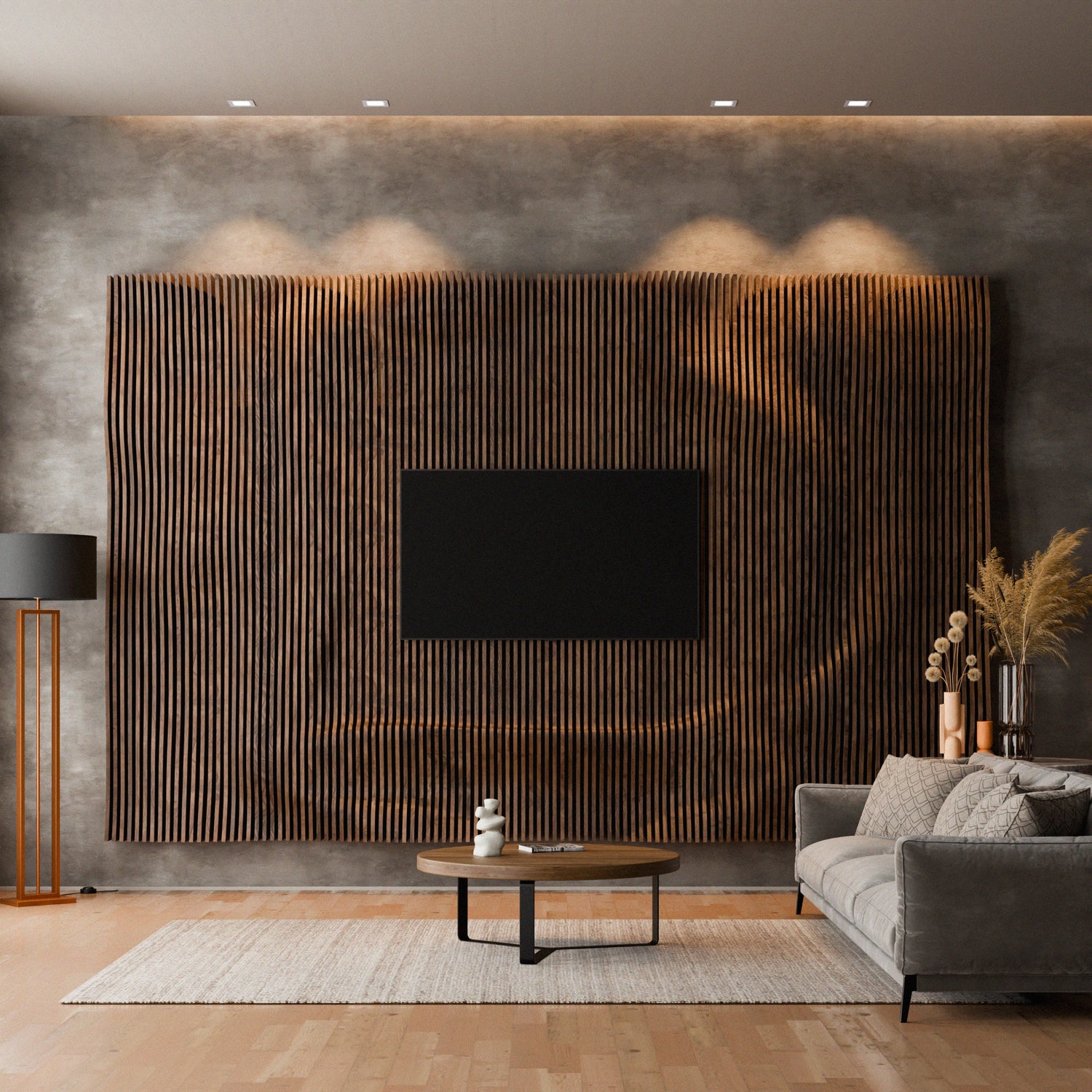 Parametric 3D Wood Wall Art TV Wall  