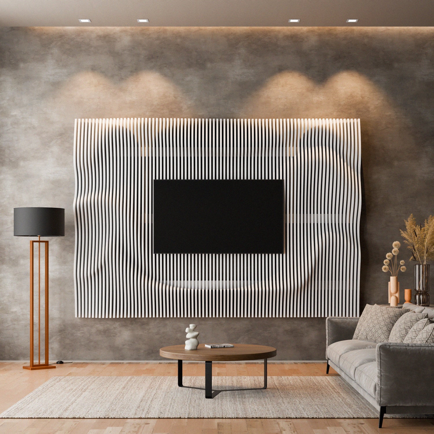 Parametric 3D Wood Wall Art TV Wall 