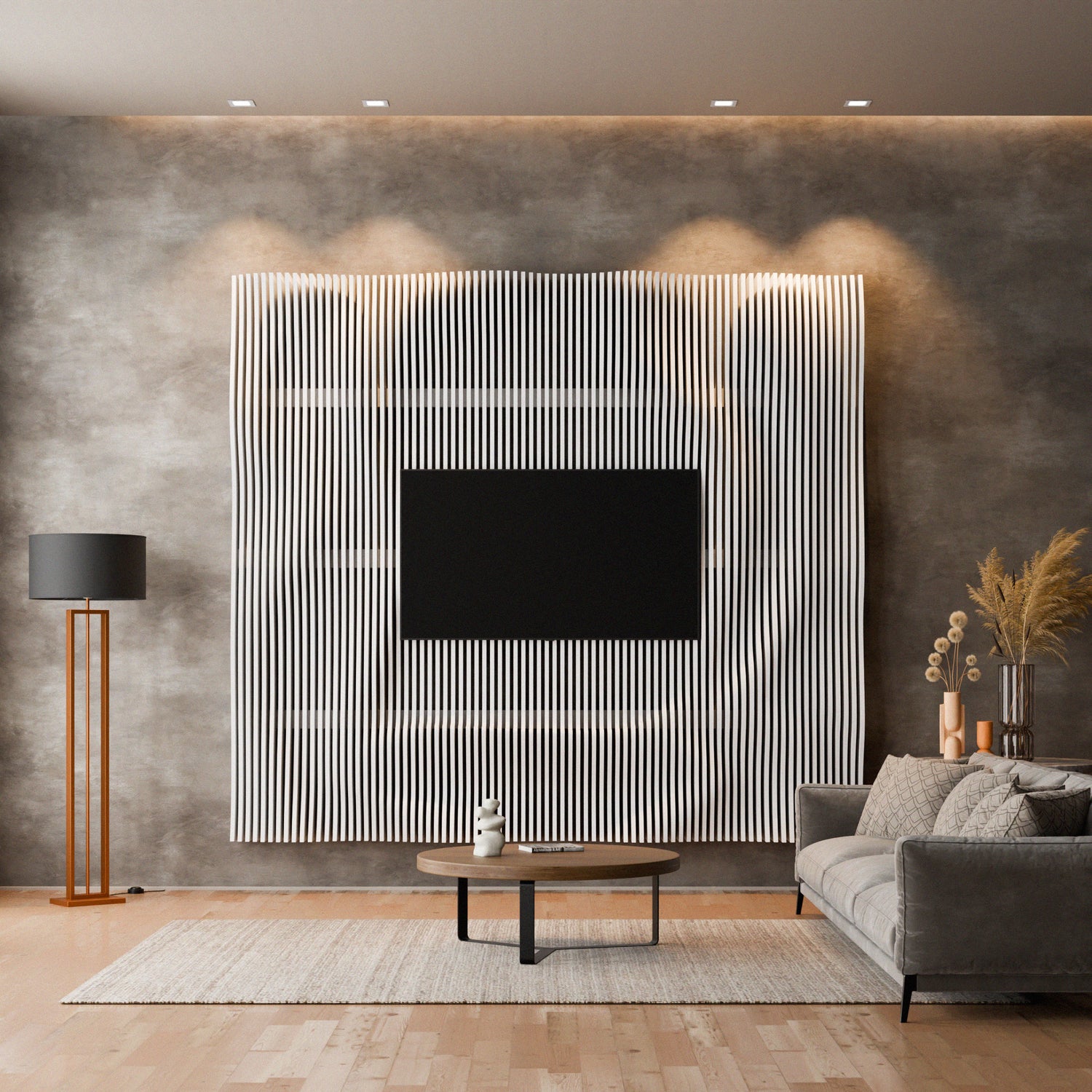 Parametric 3D Wood Wall Art TV Wall  