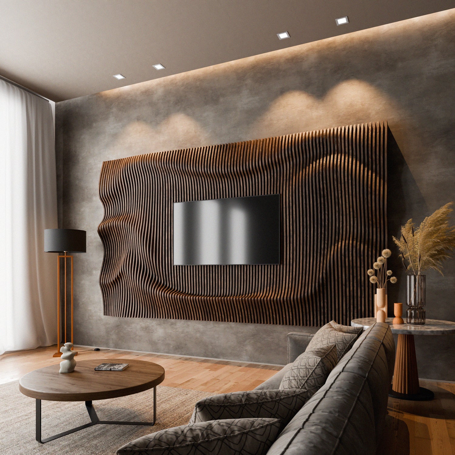 Parametric 3D Wood Wall Art TV Wall 