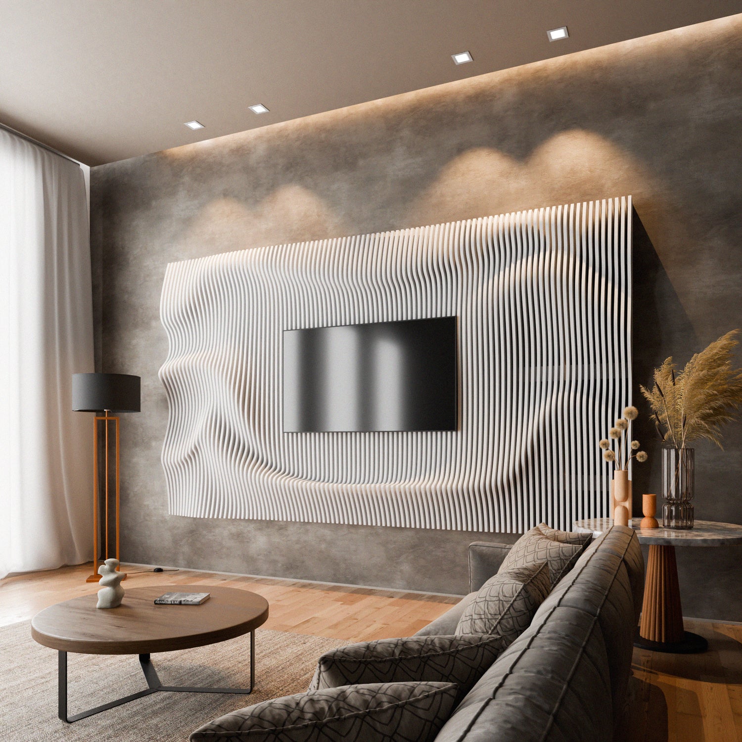 Parametric 3D Wood Wall Art TV Wall 