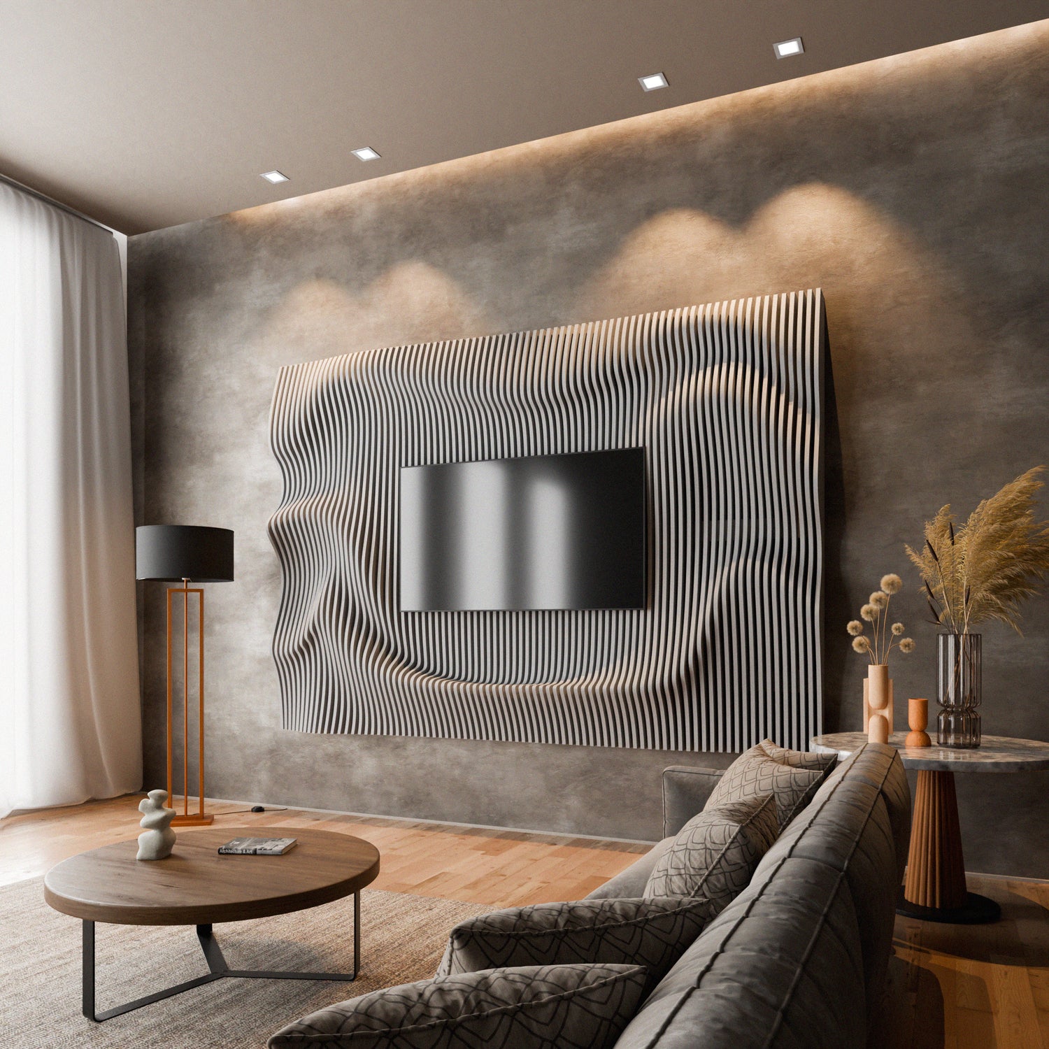 Parametric 3D Wood Wall Art TV Wall 