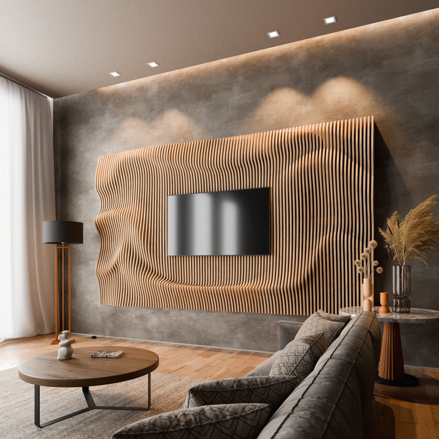 Parametric 3D Wood Wall Art TV Wall 