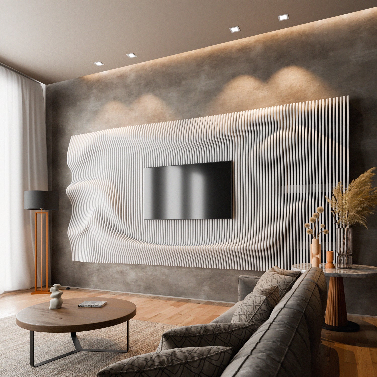 Parametric 3D Wood Wall Art TV Wall 