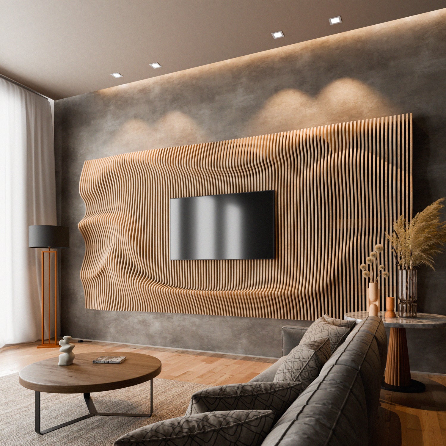 Parametric 3D Wood Wall Art TV Wall 