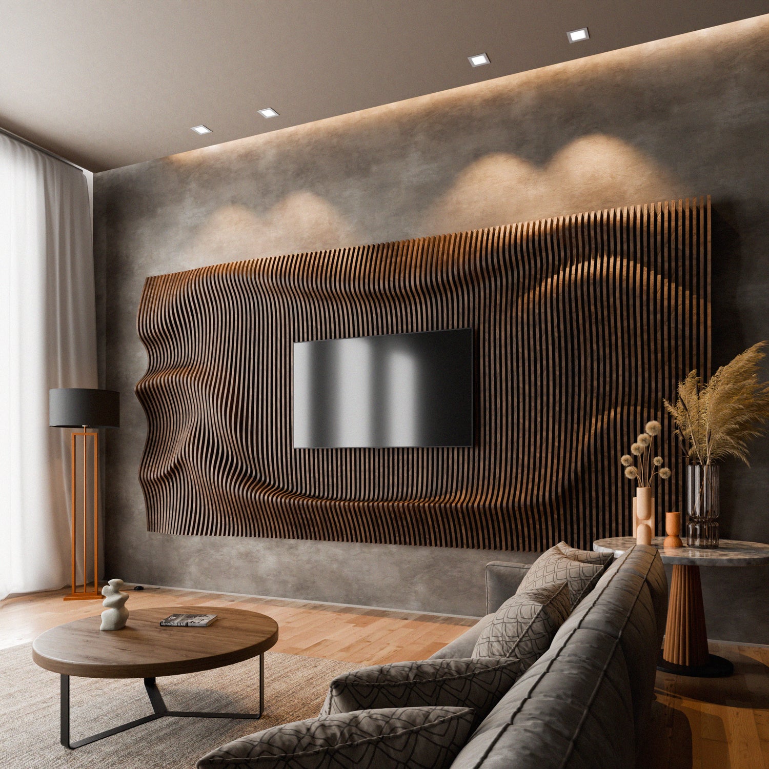 Parametric 3D Wood Wall Art TV Wall 