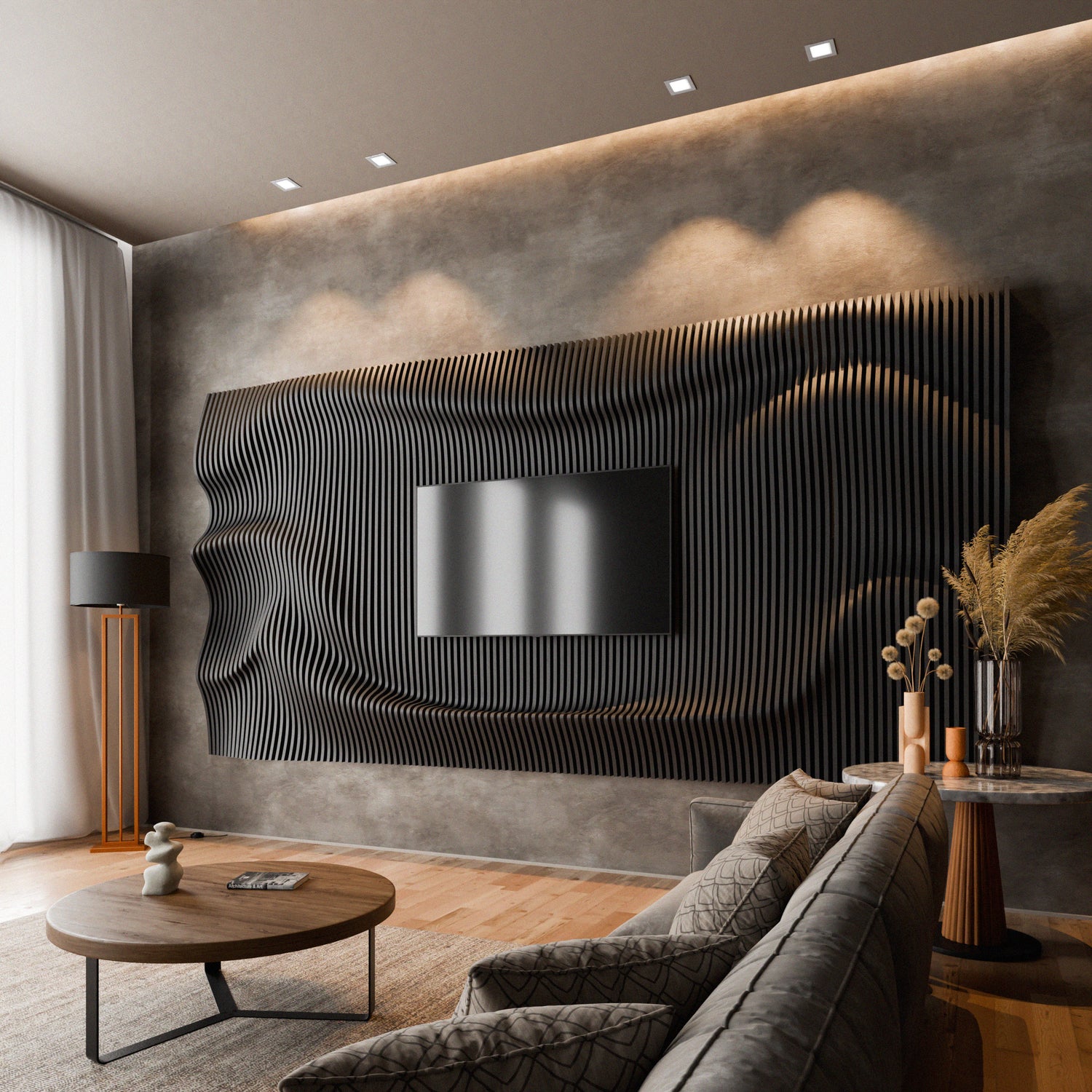 Parametric 3D Wood Wall Art TV Wall 