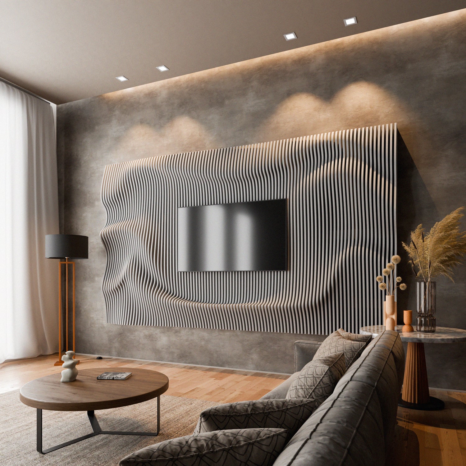 Parametric 3D Wood Wall Art TV Wall 