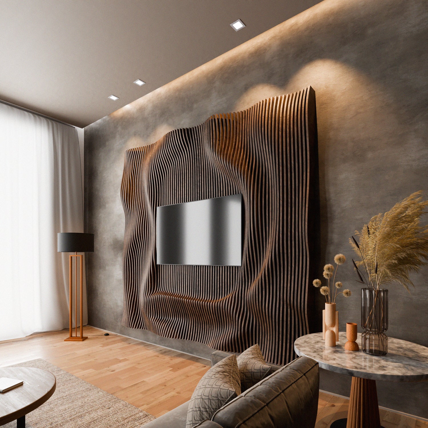 Parametric 3D Wood Wall Art TV Wall  