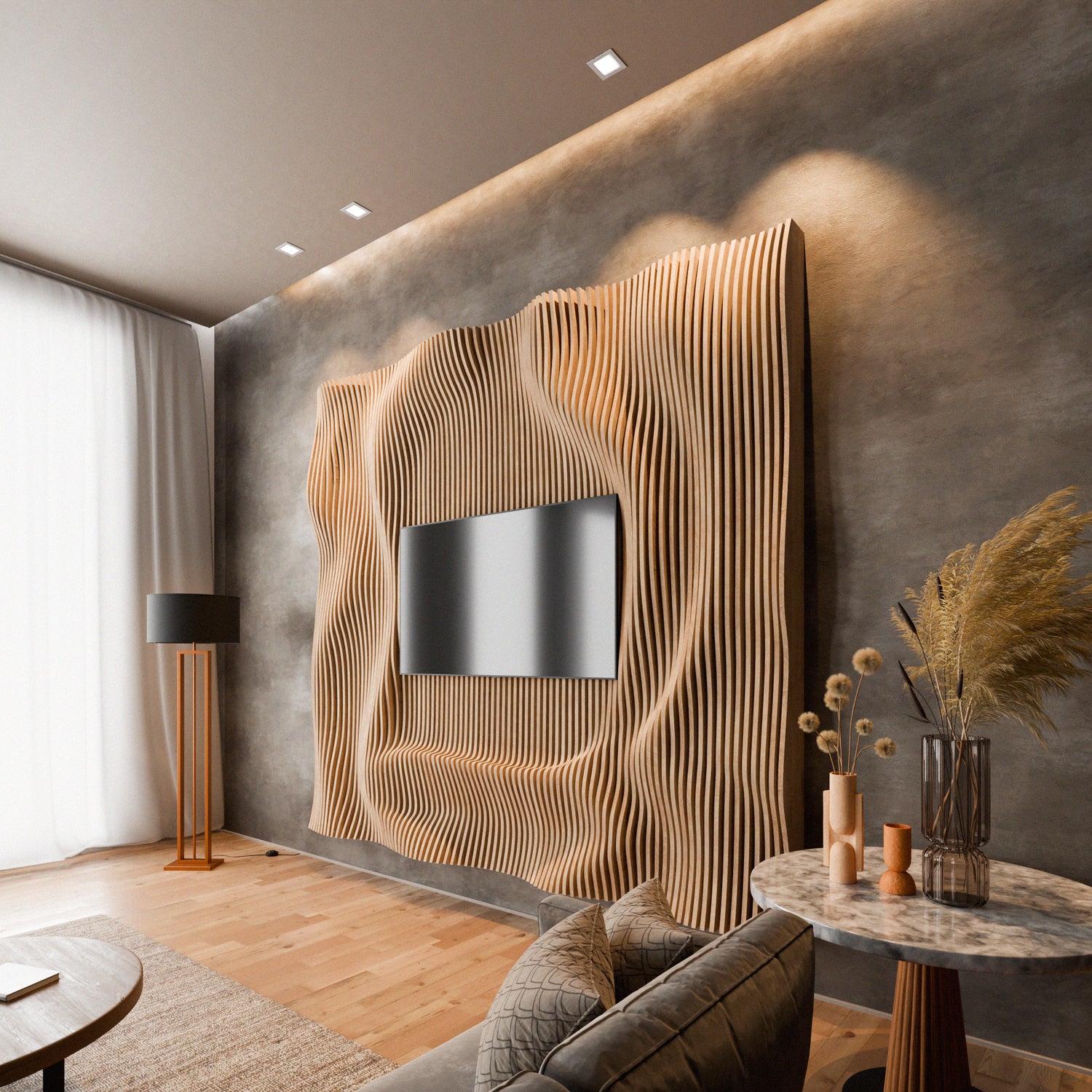 Parametric 3D Wood Wall Art TV Wall  