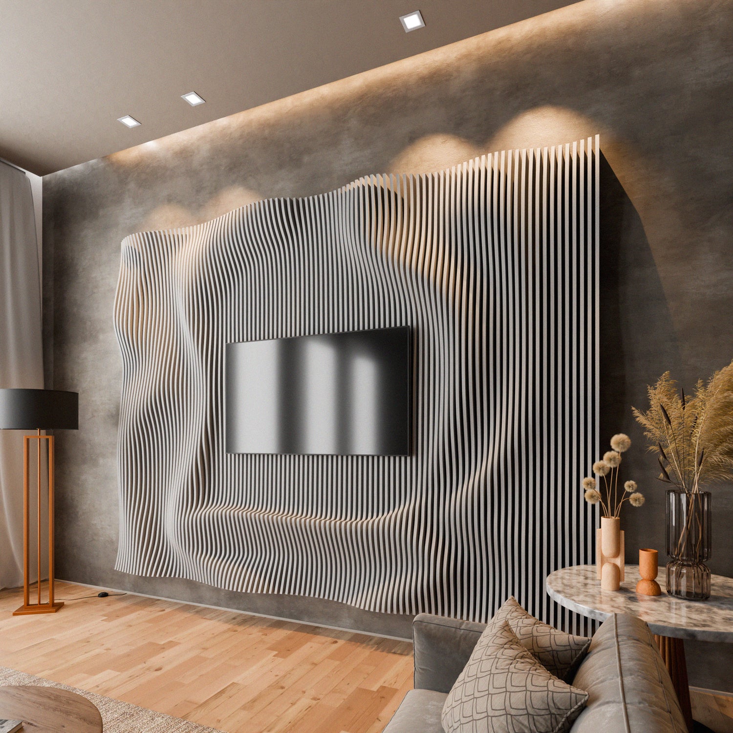 Parametric 3D Wood Wall Art TV Wall  