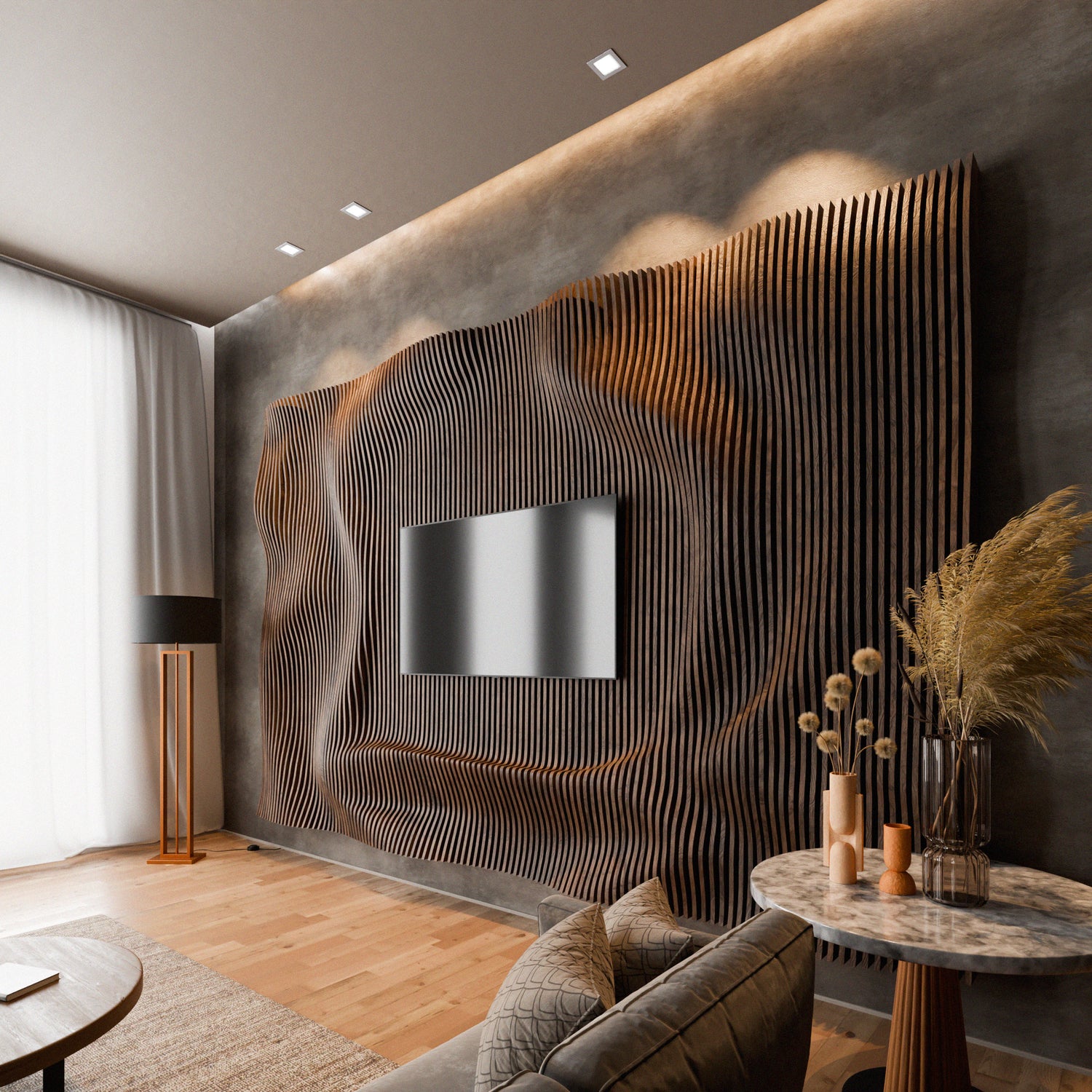 Parametric 3D Wood Wall Art TV Wall  