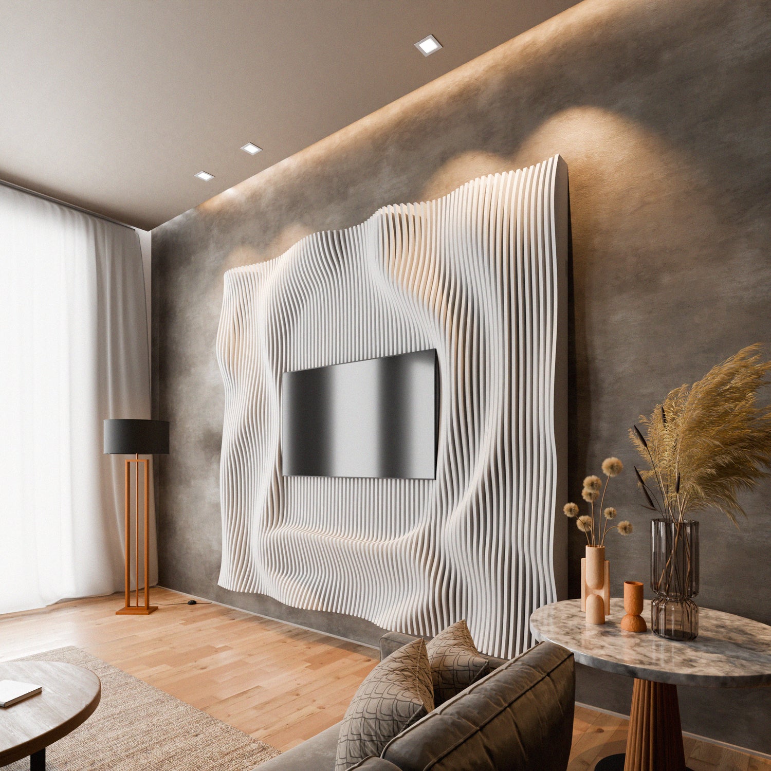 Parametric 3D Wood Wall Art TV Wall  