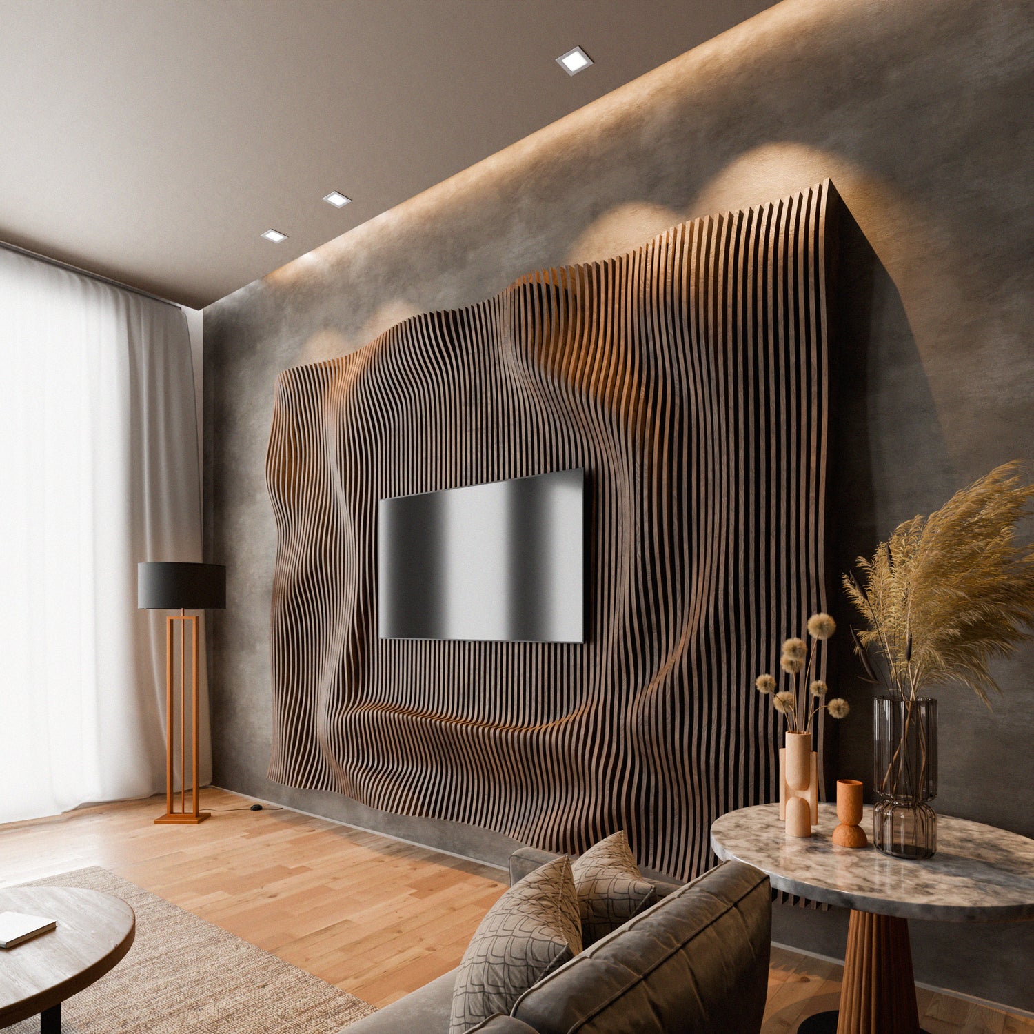 Parametric 3D Wood Wall Art TV Wall  