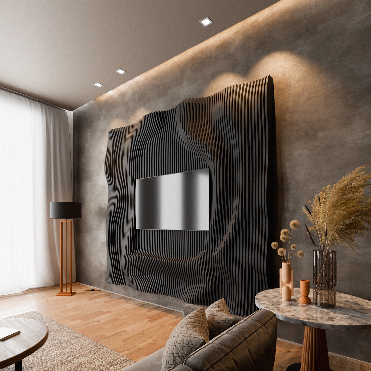 Parametric 3D Wood Wall Art TV Wall  