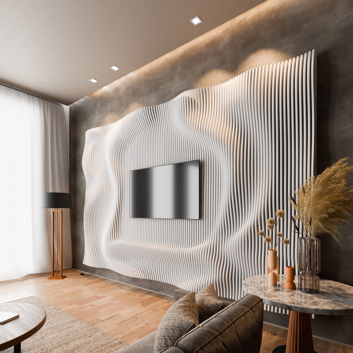 Parametric 3D Wood Wall Art TV Wall  