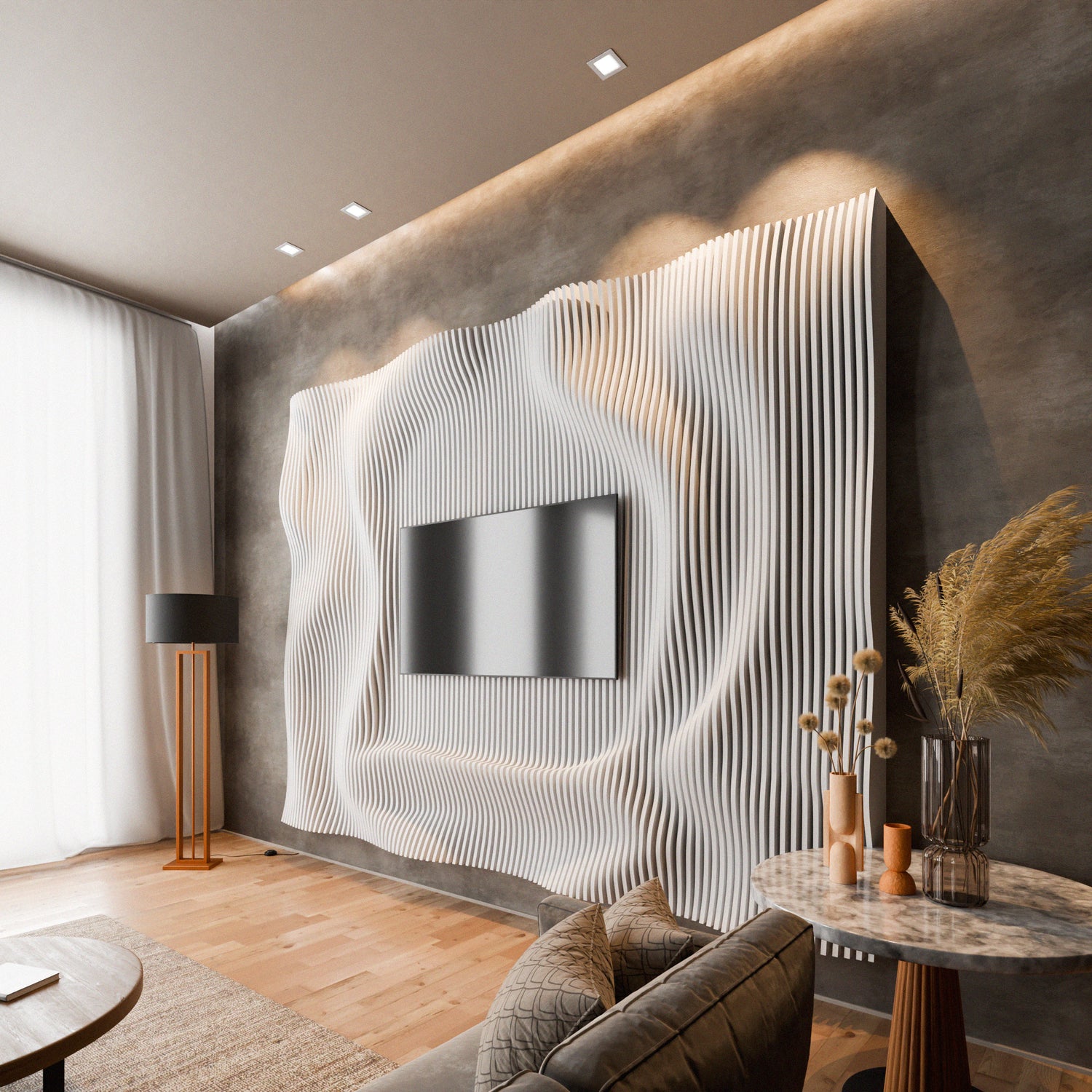 Parametric 3D Wood Wall Art TV Wall  