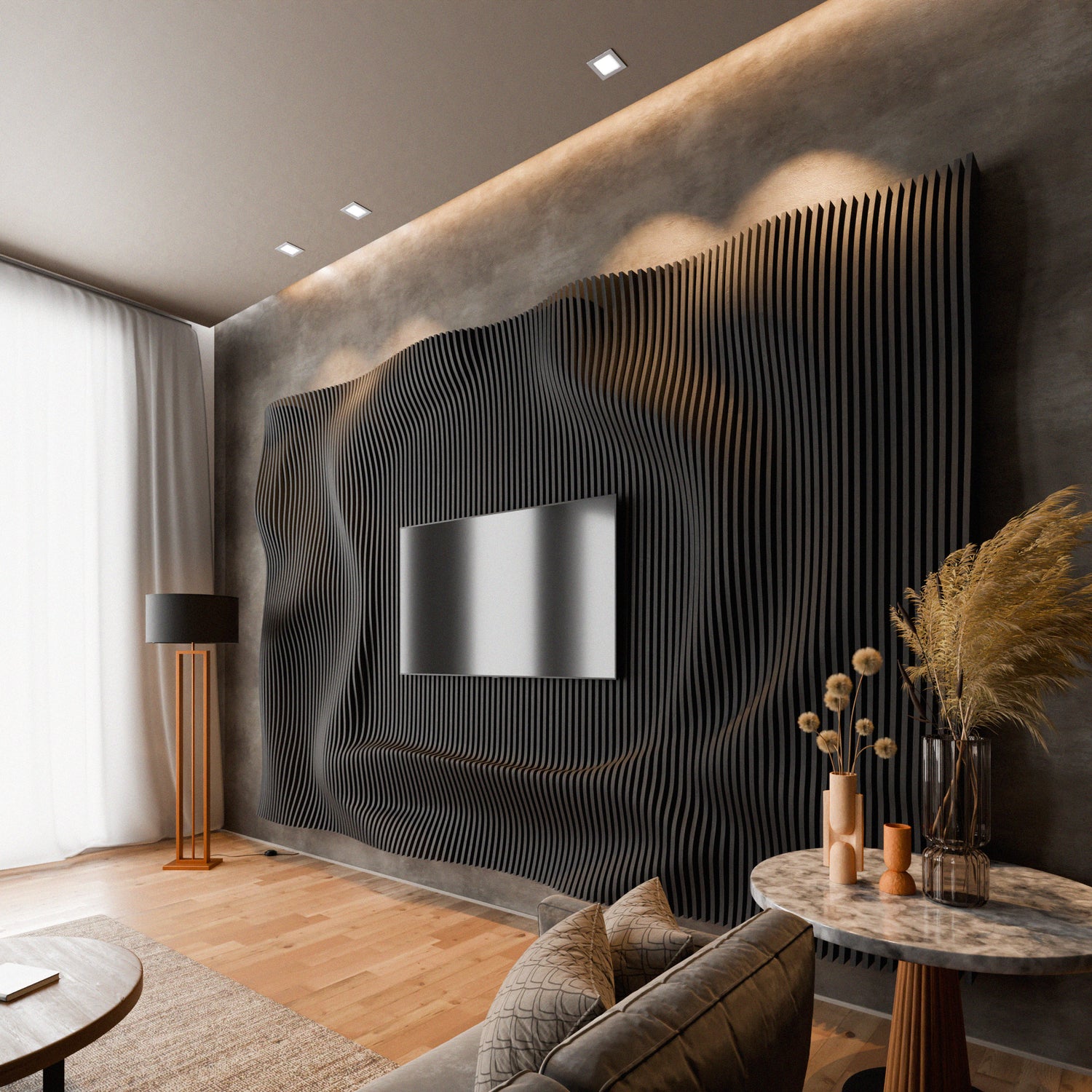 Parametric 3D Wood Wall Art TV Wall  