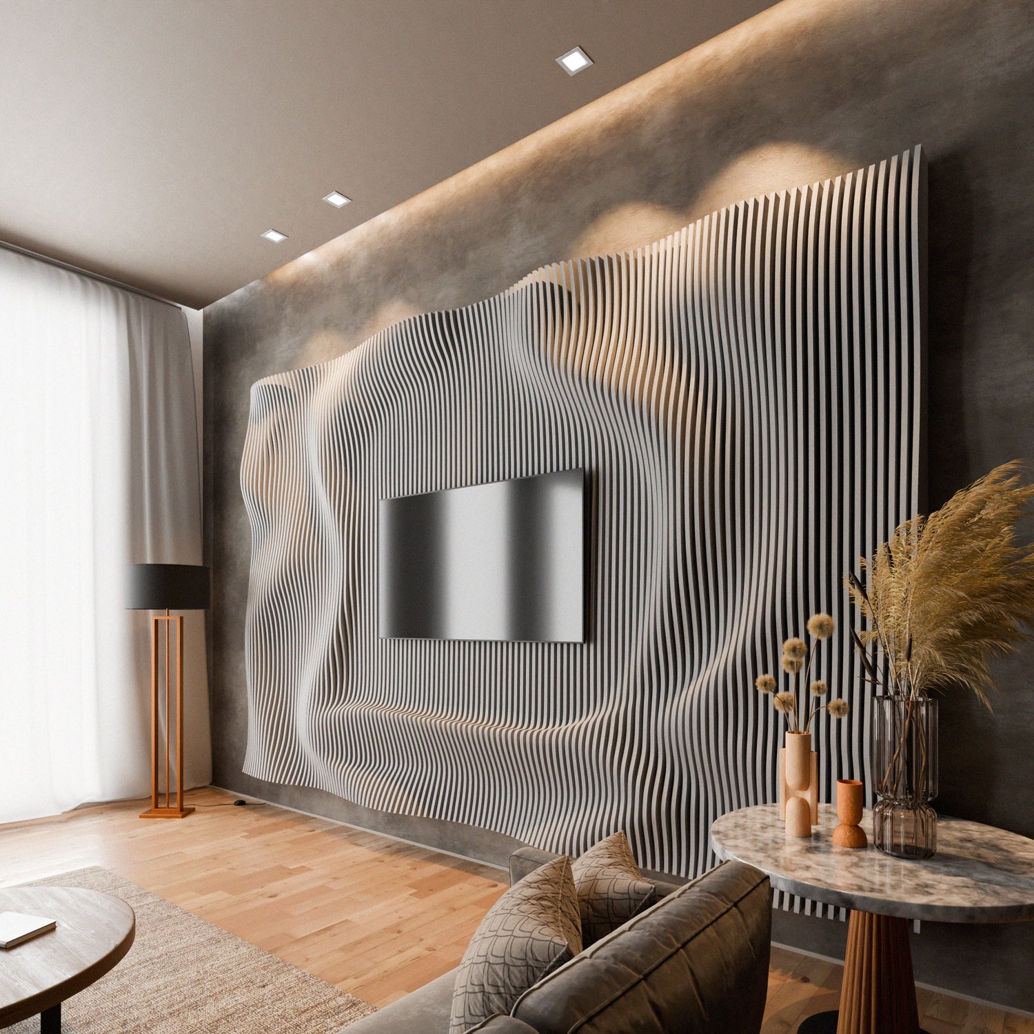 Parametric 3D Wood Wall Art TV Wall  